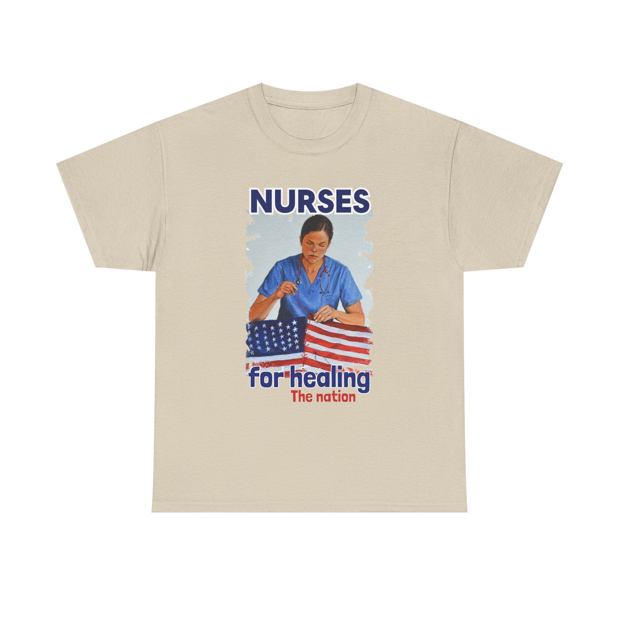 Unisex Medium fabric Cotton Tee - Nurses For Healing The Nation (front) - Nurses Standing Up For Humanity (back) - 100% cotton - NFH-T-G5000
