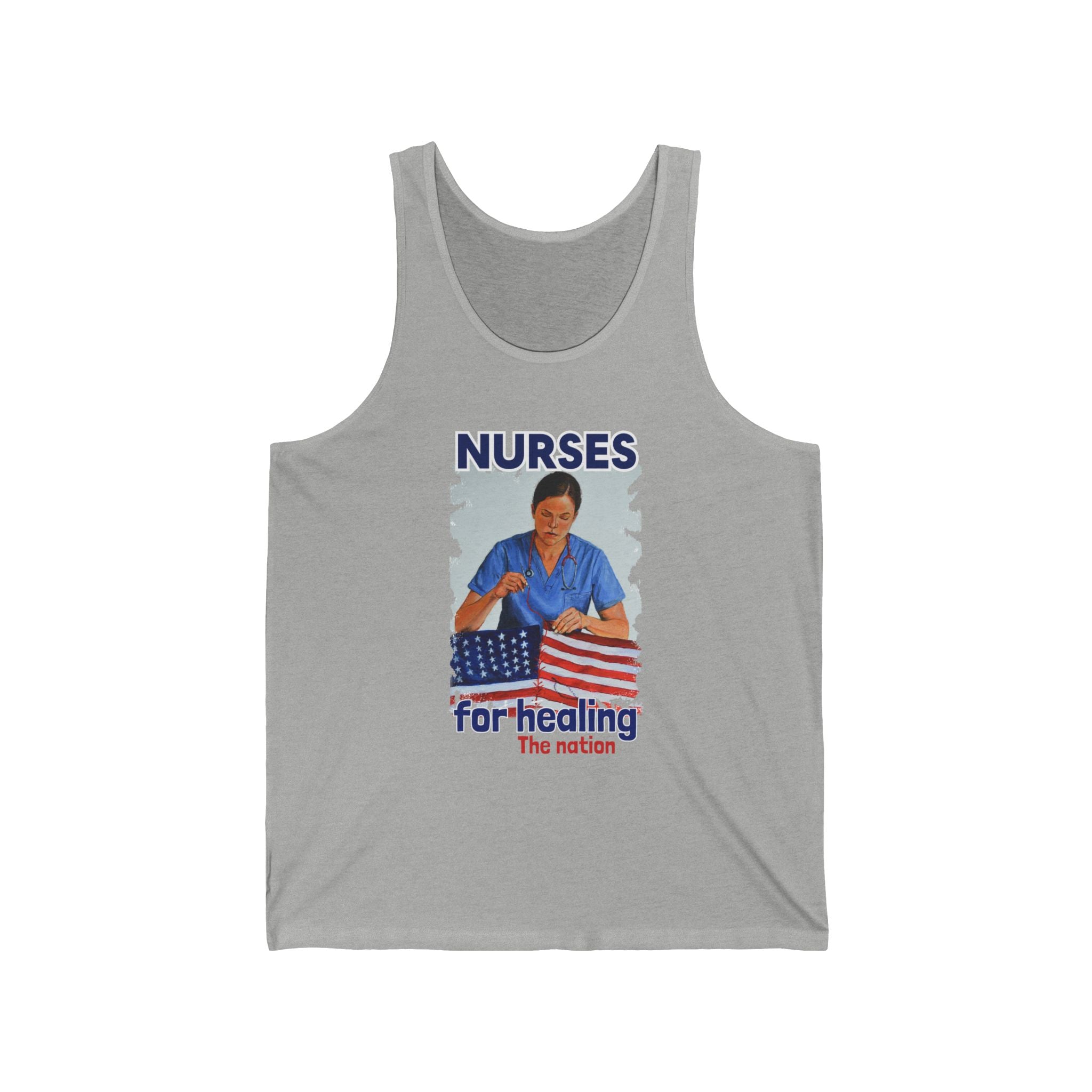 Unisex Light fabric Jersey Tank - Nurses For Healing The Nation (front) - Nurses Standing Up For Humanity (back) - 100% Airlume combed and ring-spun cotton - NFH-K-BC3480