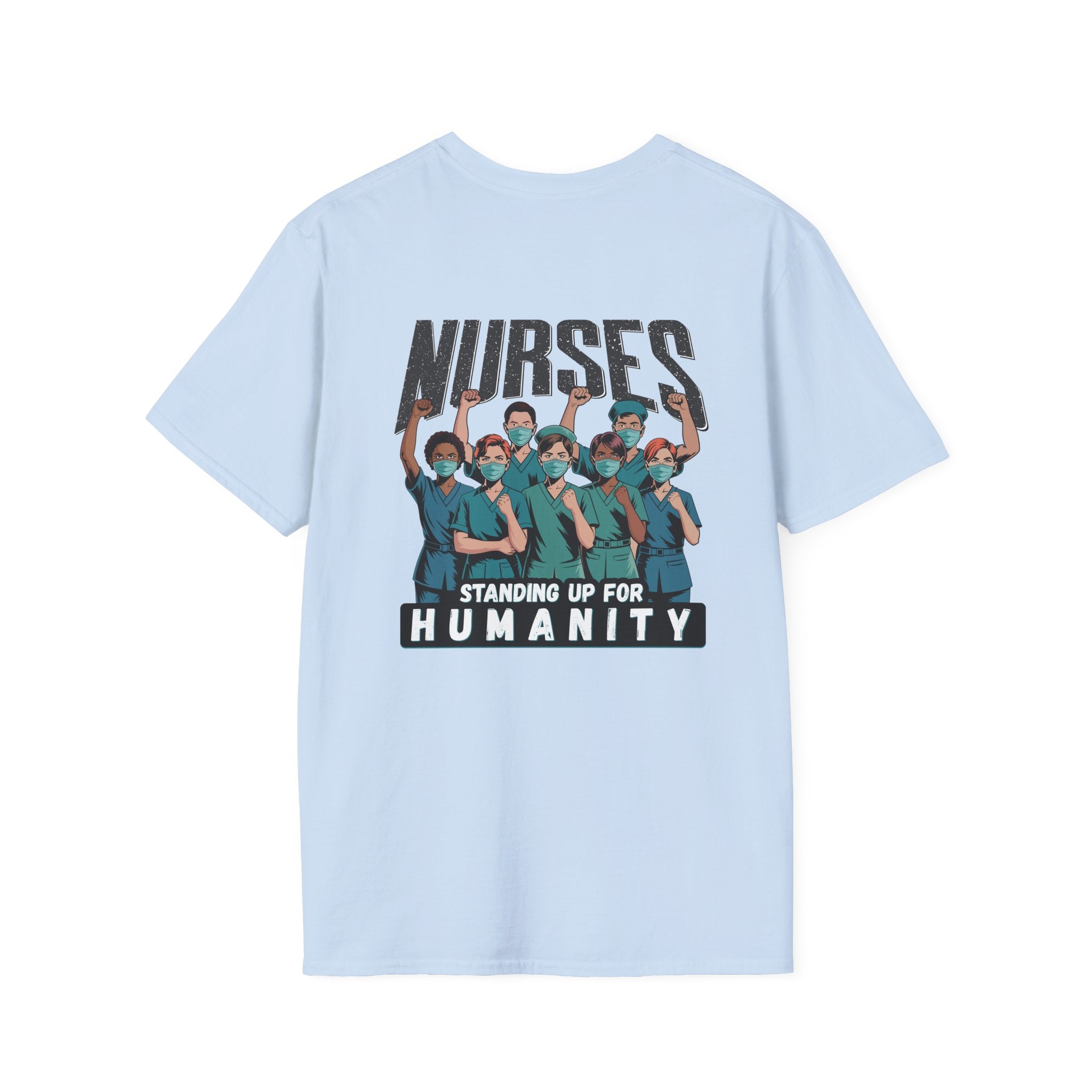 Unisex Lightweight fabric T-Shirt - Nurses For Healing The Nation (front) - Nurses Standing Up For Humanity (back) - 100% ring-spun cotton - NFH-T-G64000