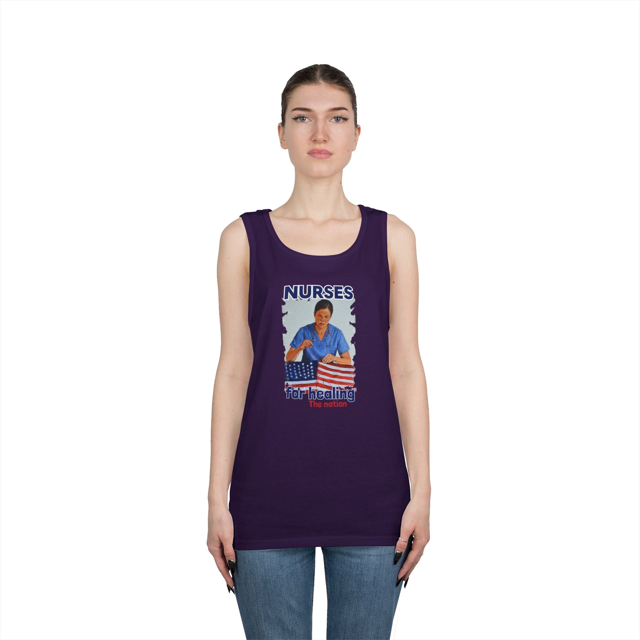 Unisex Medium fabric Cotton Tank Top - Nurses For Healing The Nation (front) - Nurses Standing Up For Humanity (back) - 100% cotton - NFH-K-G5200