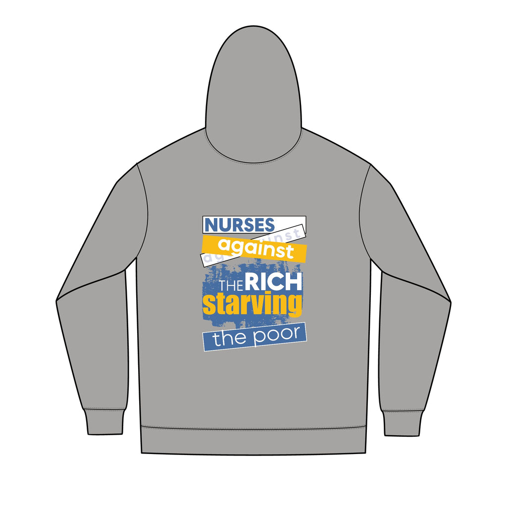 Men's Medium-heavy fabric Full-Zip Hoodie - Free School Lunches For All (front) - Nurses Against The Rich Starving The Poor (back) - 60% recycled cotton, 40% recycled polyester - NAH-Z-DT8102