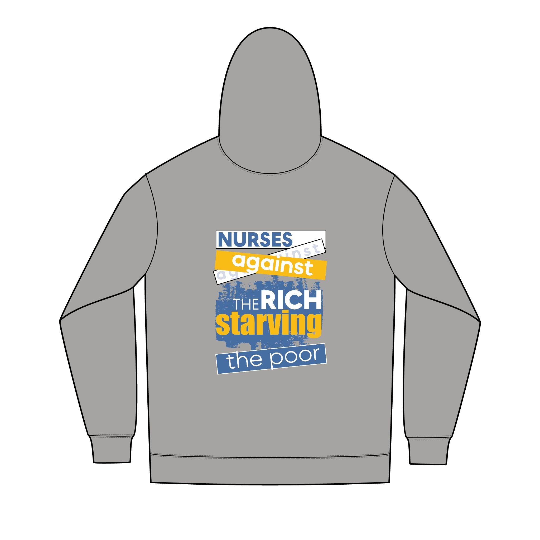 Men's Medium-heavy fabric Full-Zip Hoodie - Free School Lunches For All (front) - Nurses Against The Rich Starving The Poor (back) - 60% recycled cotton, 40% recycled polyester - NAH-Z-DT8102