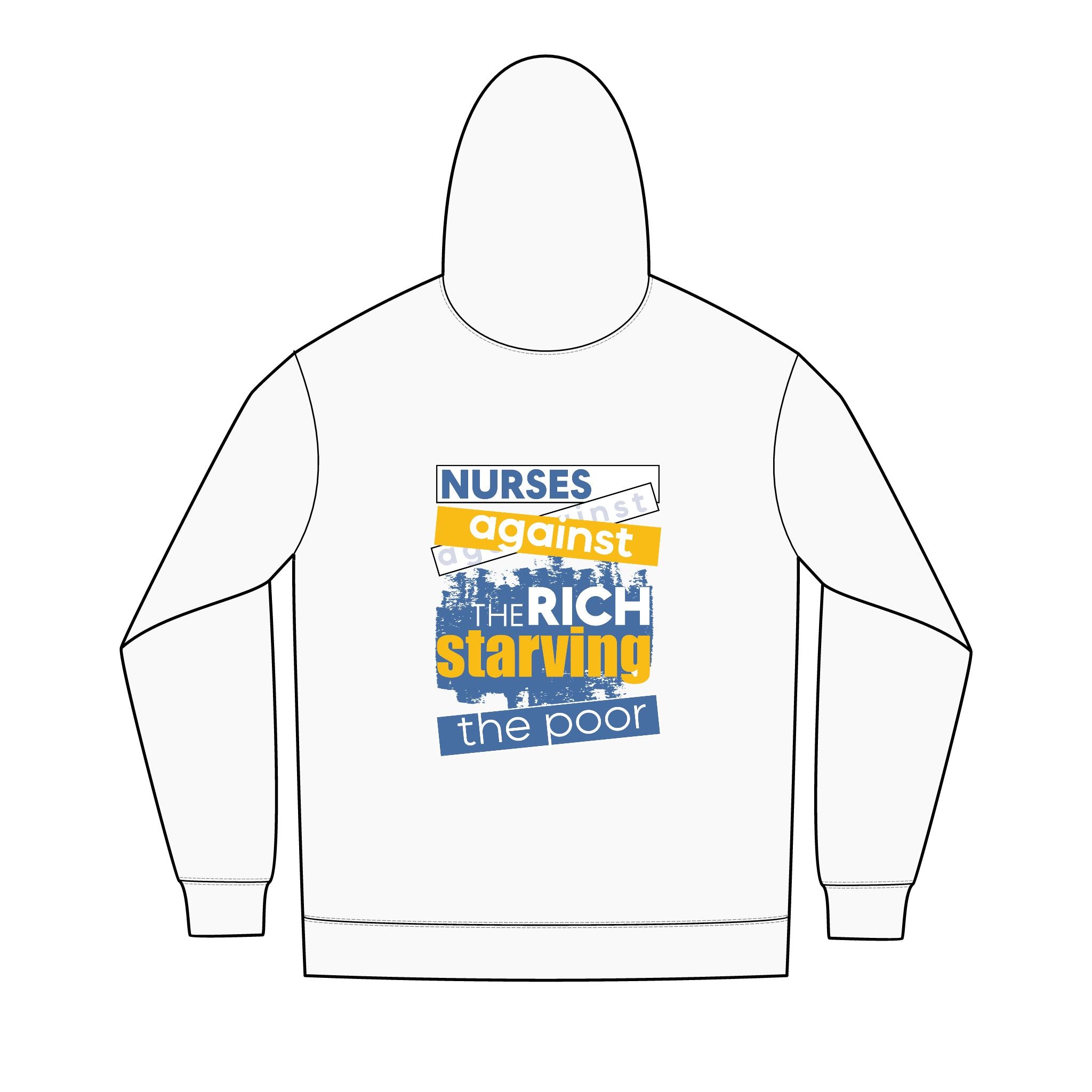 Men's Medium-heavy fabric Full-Zip Hoodie - Free School Lunches For All (front) - Nurses Against The Rich Starving The Poor (back) - 60% recycled cotton, 40% recycled polyester - NAH-Z-DT8102