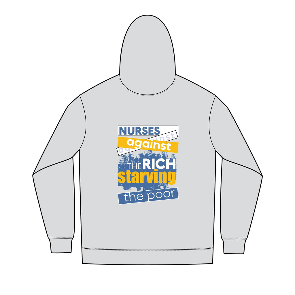 Men's Medium-heavy fabric Full-Zip Hoodie - Free School Lunches For All (front) - Nurses Against The Rich Starving The Poor (back) - 60% recycled cotton, 40% recycled polyester - NAH-Z-DT8102