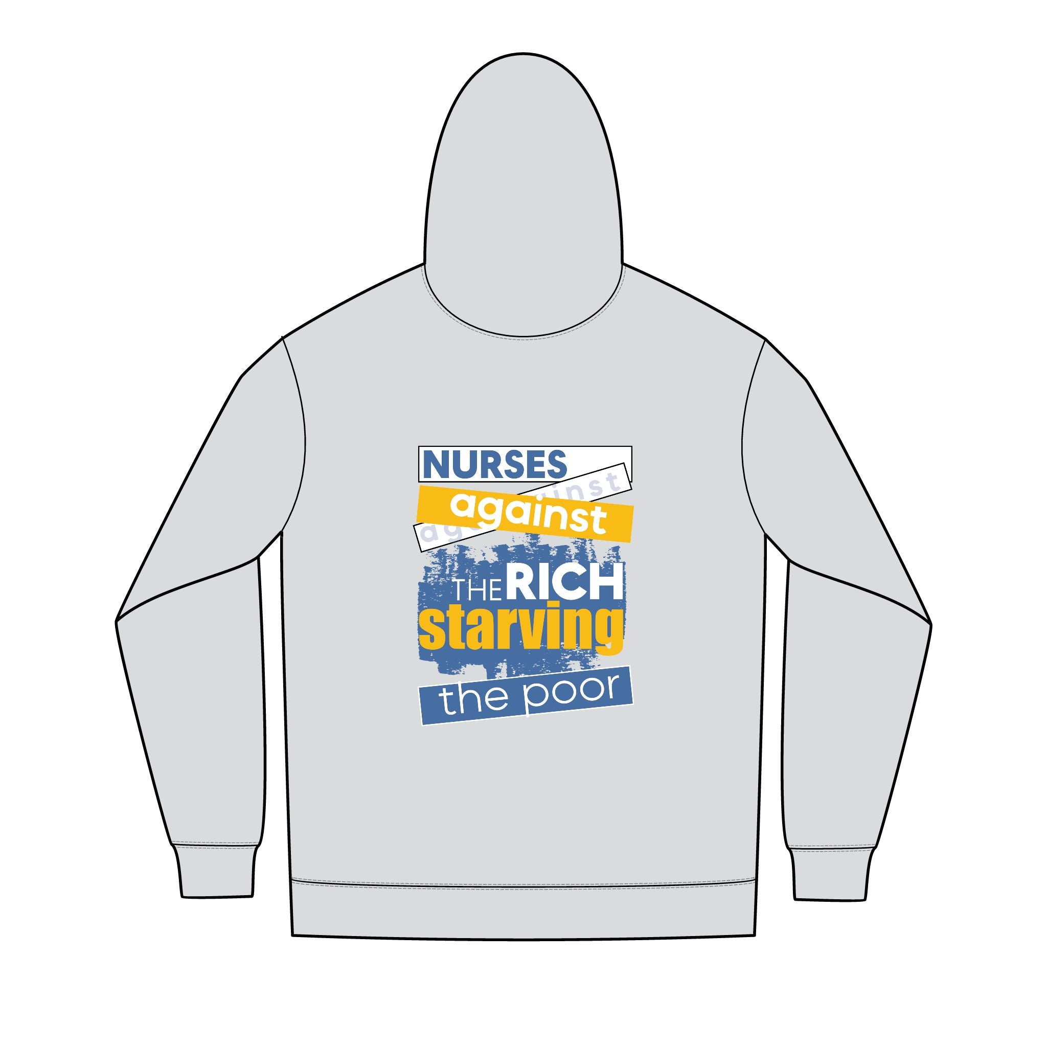 Men's Medium-heavy fabric Full-Zip Hoodie - Free School Lunches For All (front) - Nurses Against The Rich Starving The Poor (back) - 60% recycled cotton, 40% recycled polyester - NAH-Z-DT8102