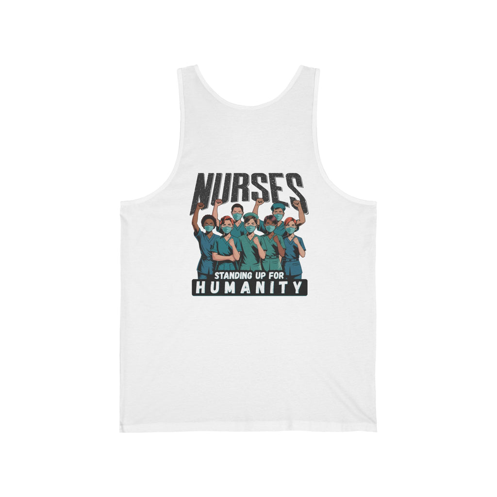 Unisex Light fabric Jersey Tank - Nurses For Healing The Nation (front) - Nurses Standing Up For Humanity (back) - 100% Airlume combed and ring-spun cotton - NFH-K-BC3480