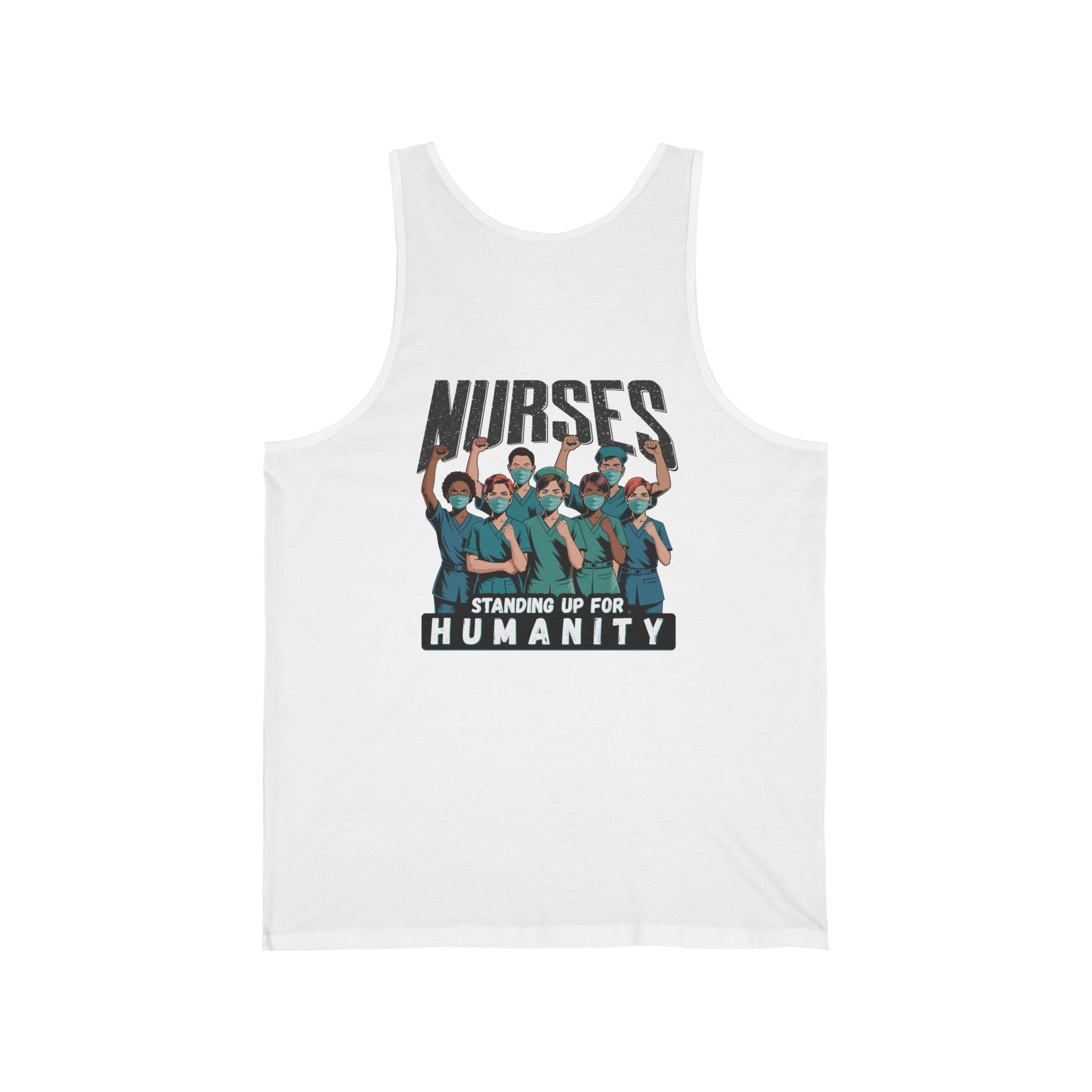 Unisex Light fabric Jersey Tank - Nurses For Healing The Nation (front) - Nurses Standing Up For Humanity (back) - 100% Airlume combed and ring-spun cotton - NFH-K-BC3480