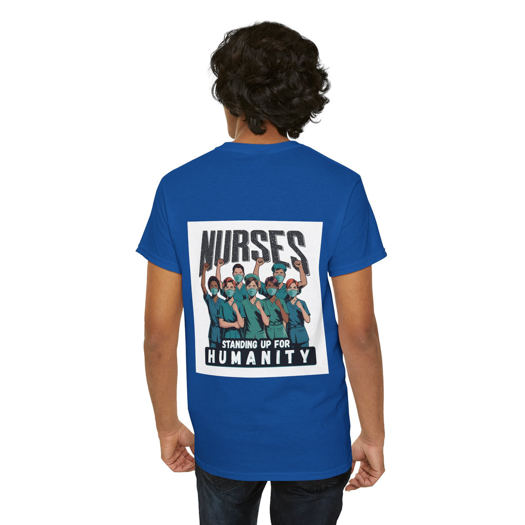 Unisex Medium fabric Cotton Tee - Nurses For Healing The Nation (front) - Nurses Standing Up For Humanity (back) - 100% cotton - NFH-T-G5000