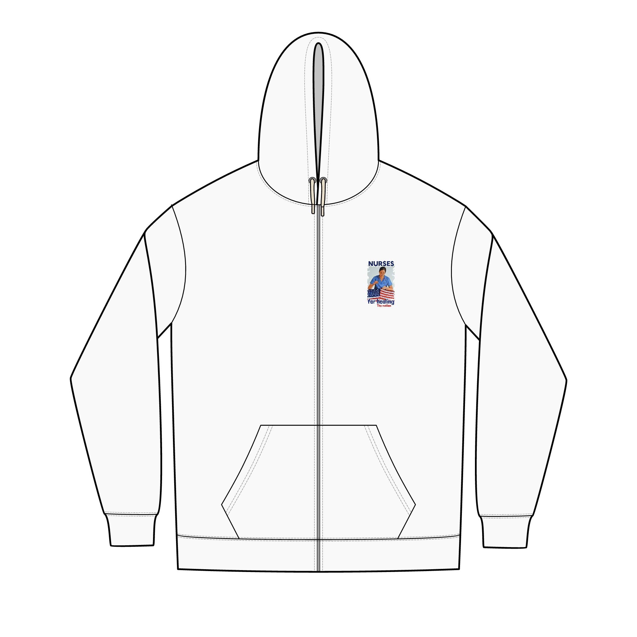 Men's Medium-heavy fabric Full-Zip Hoodie - Nurses For Healing The Nation (front) -  Nurses Standing Up For humanity (back) - 60% recycled cotton, 40% recycled polyester - NFH-Z-DT8102