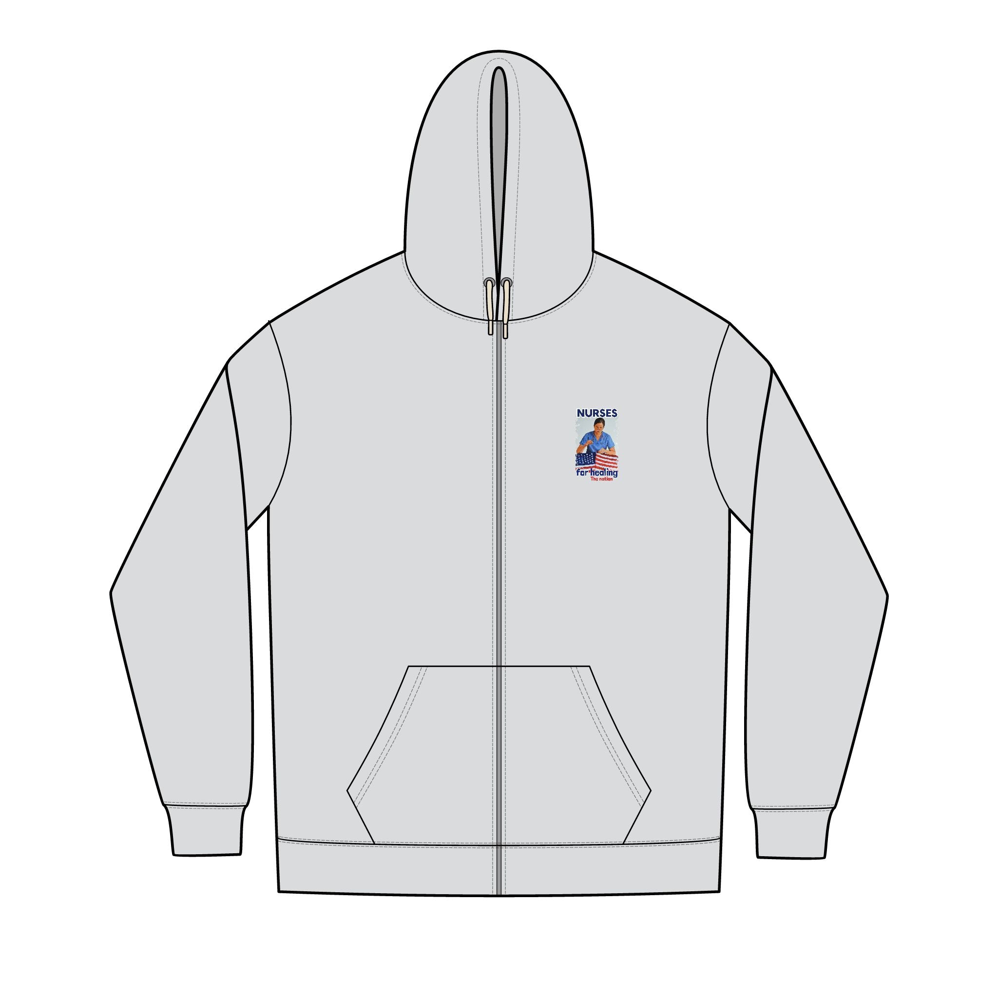 Men's Medium-heavy fabric Full-Zip Hoodie - Nurses For Healing The Nation (front) -  Nurses Standing Up For humanity (back) - 60% recycled cotton, 40% recycled polyester - NFH-Z-DT8102