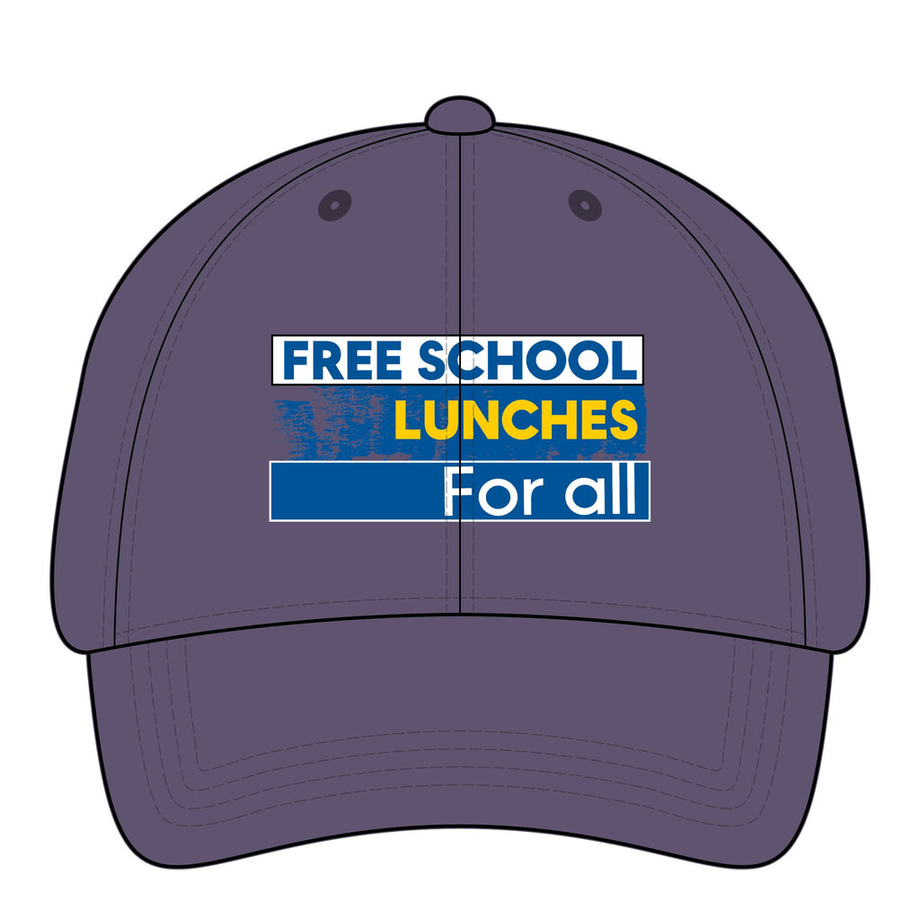 Women's Pigment-Dyed Cap - Free School Lunches For All (front) - 100% cotton pigment-washed twill - NAH-DC-CASSIE