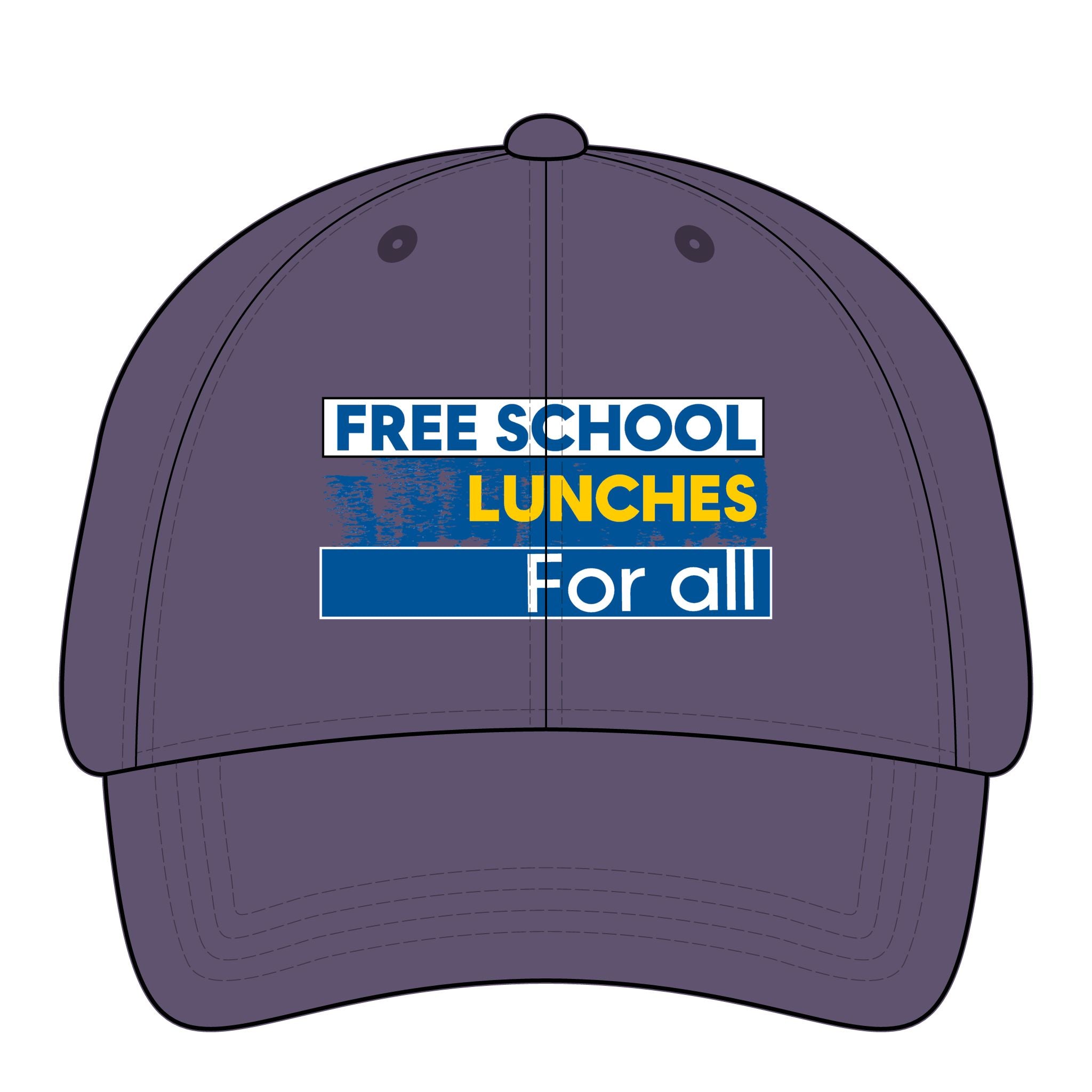 Women's Pigment-Dyed Cap - Free School Lunches For All (front) - 100% cotton pigment-washed twill - NAH-DC-CASSIE