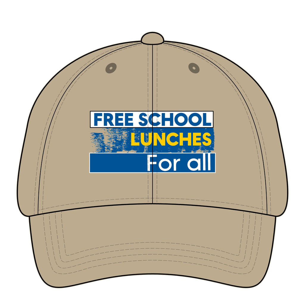Women's Pigment-Dyed Cap - Free School Lunches For All (front) - 100% cotton pigment-washed twill - NAH-DC-CASSIE