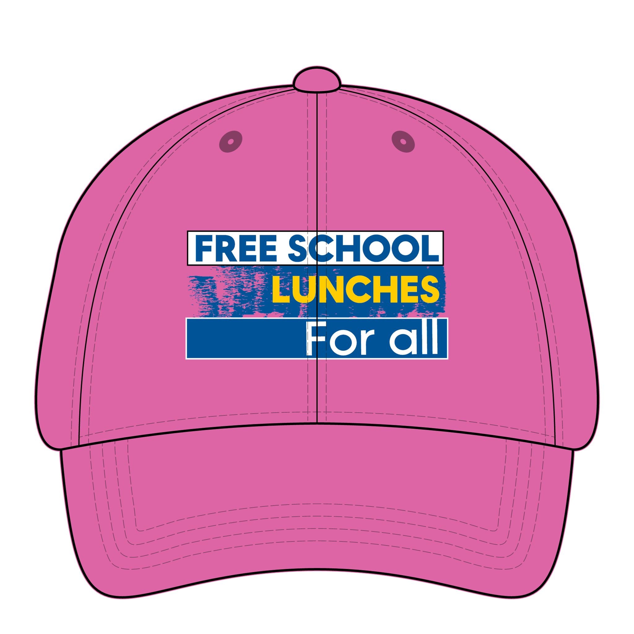 Women's Pigment-Dyed Cap - Free School Lunches For All (front) - 100% cotton pigment-washed twill - NAH-DC-CASSIE