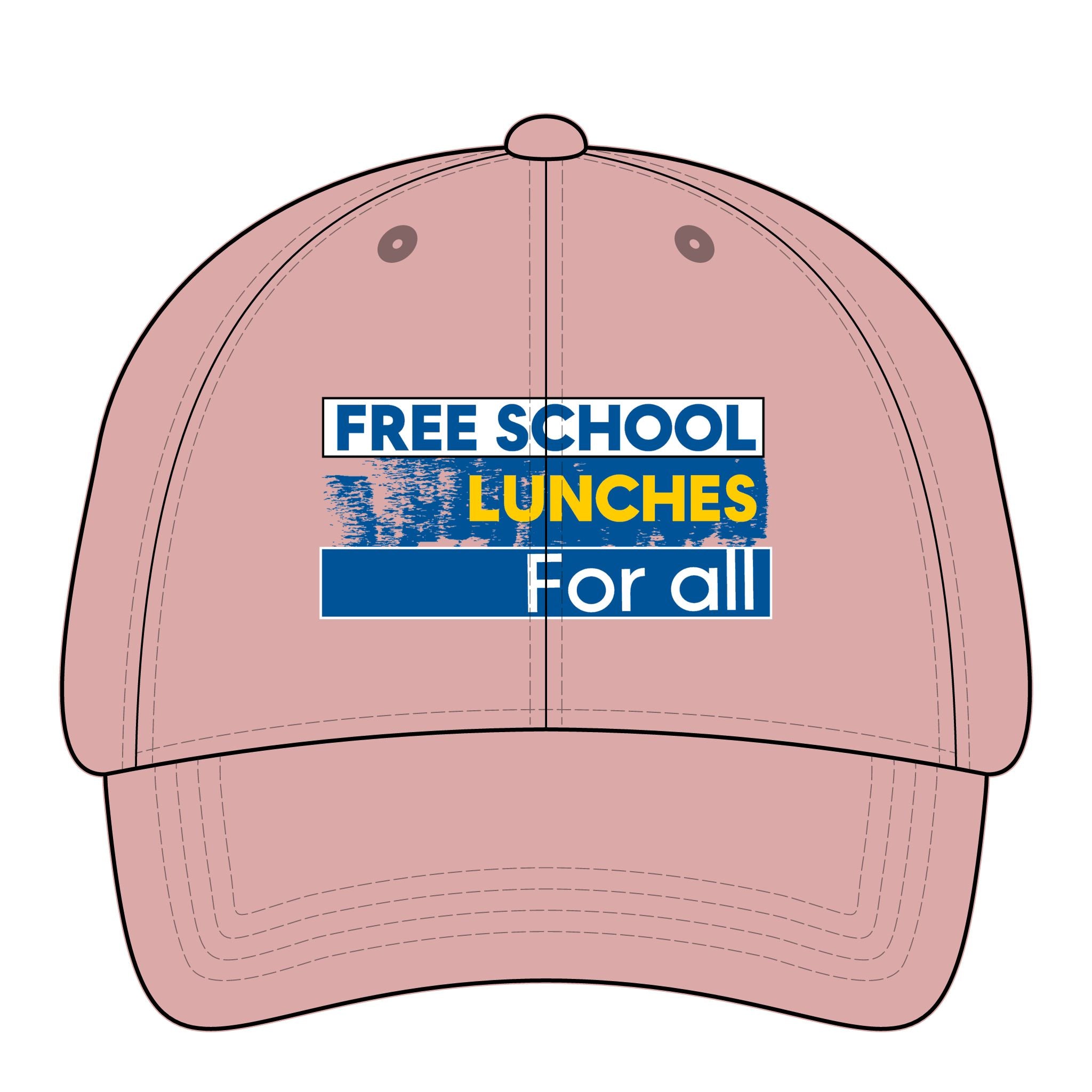 Women's Pigment-Dyed Cap - Free School Lunches For All (front) - 100% cotton pigment-washed twill - NAH-DC-CASSIE