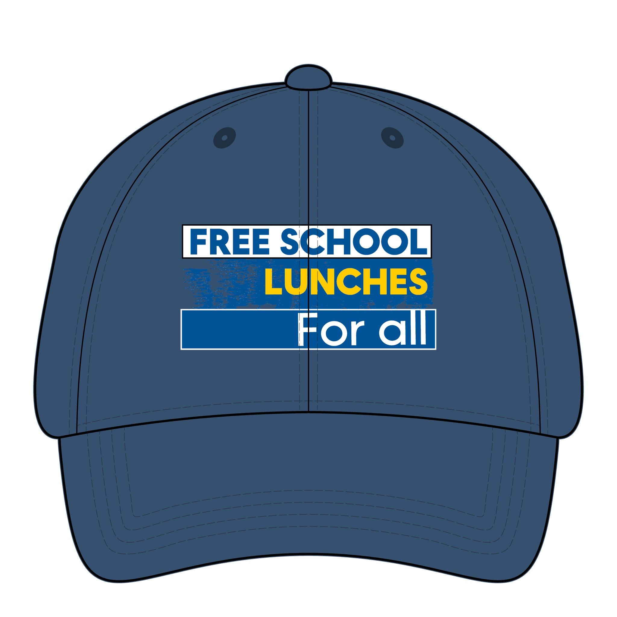Women's Pigment-Dyed Cap - Free School Lunches For All (front) - 100% cotton pigment-washed twill - NAH-DC-CASSIE