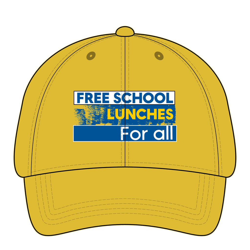 Women's Pigment-Dyed Cap - Free School Lunches For All (front) - 100% cotton pigment-washed twill - NAH-DC-CASSIE