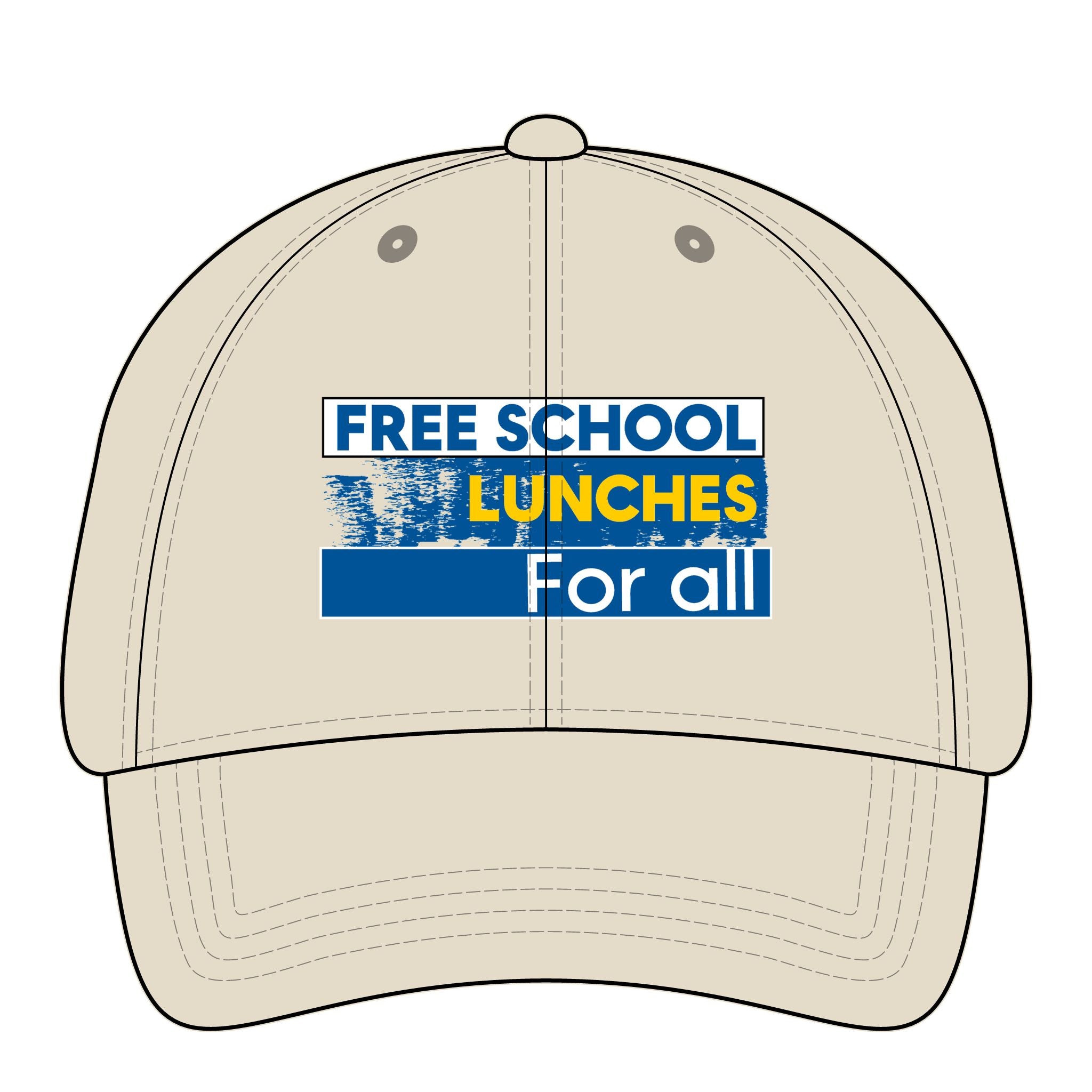Women's Pigment-Dyed Cap - Free School Lunches For All (front) - 100% cotton pigment-washed twill - NAH-DC-CASSIE