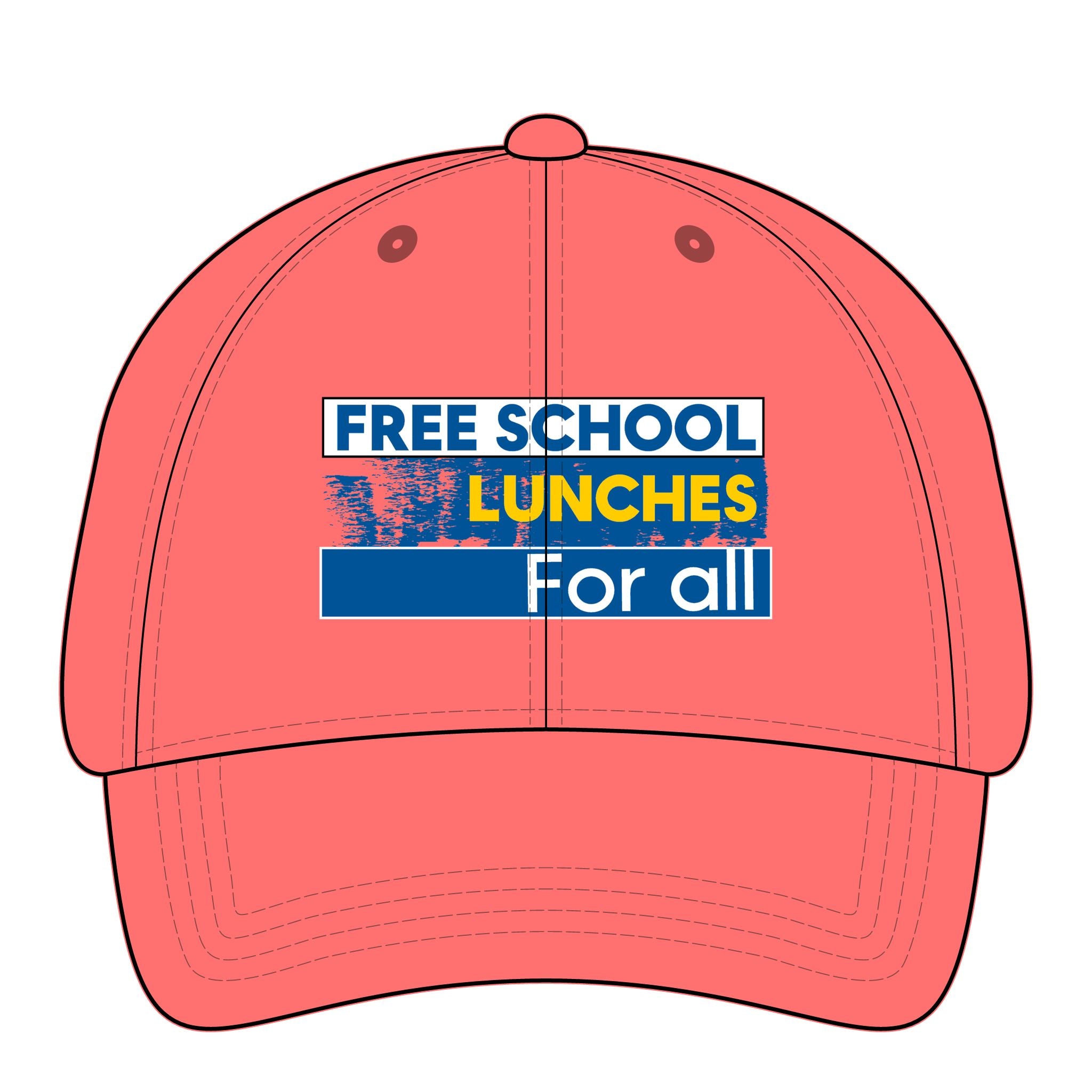 Women's Pigment-Dyed Cap - Free School Lunches For All (front) - 100% cotton pigment-washed twill - NAH-DC-CASSIE