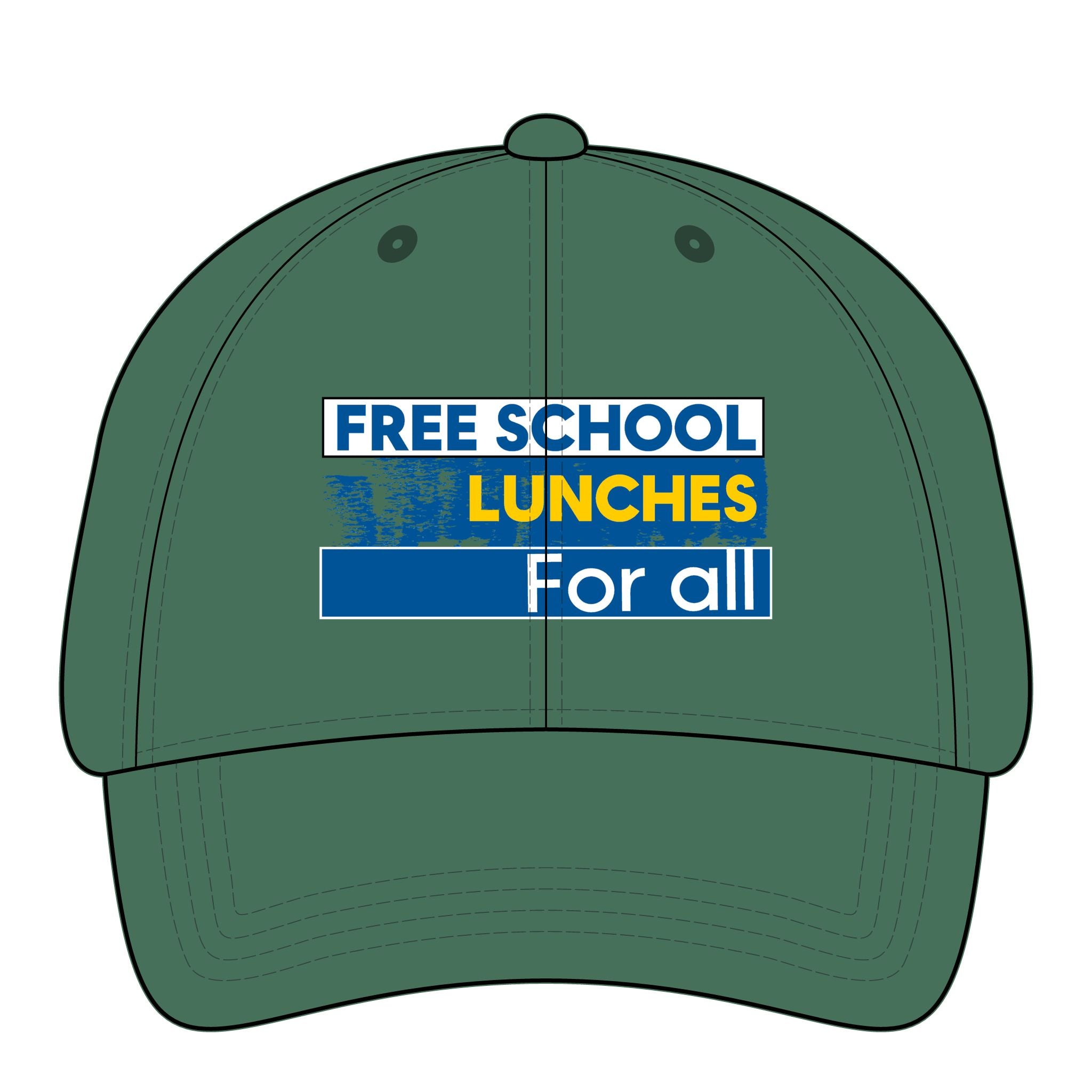 Women's Pigment-Dyed Cap - Free School Lunches For All (front) - 100% cotton pigment-washed twill - NAH-DC-CASSIE