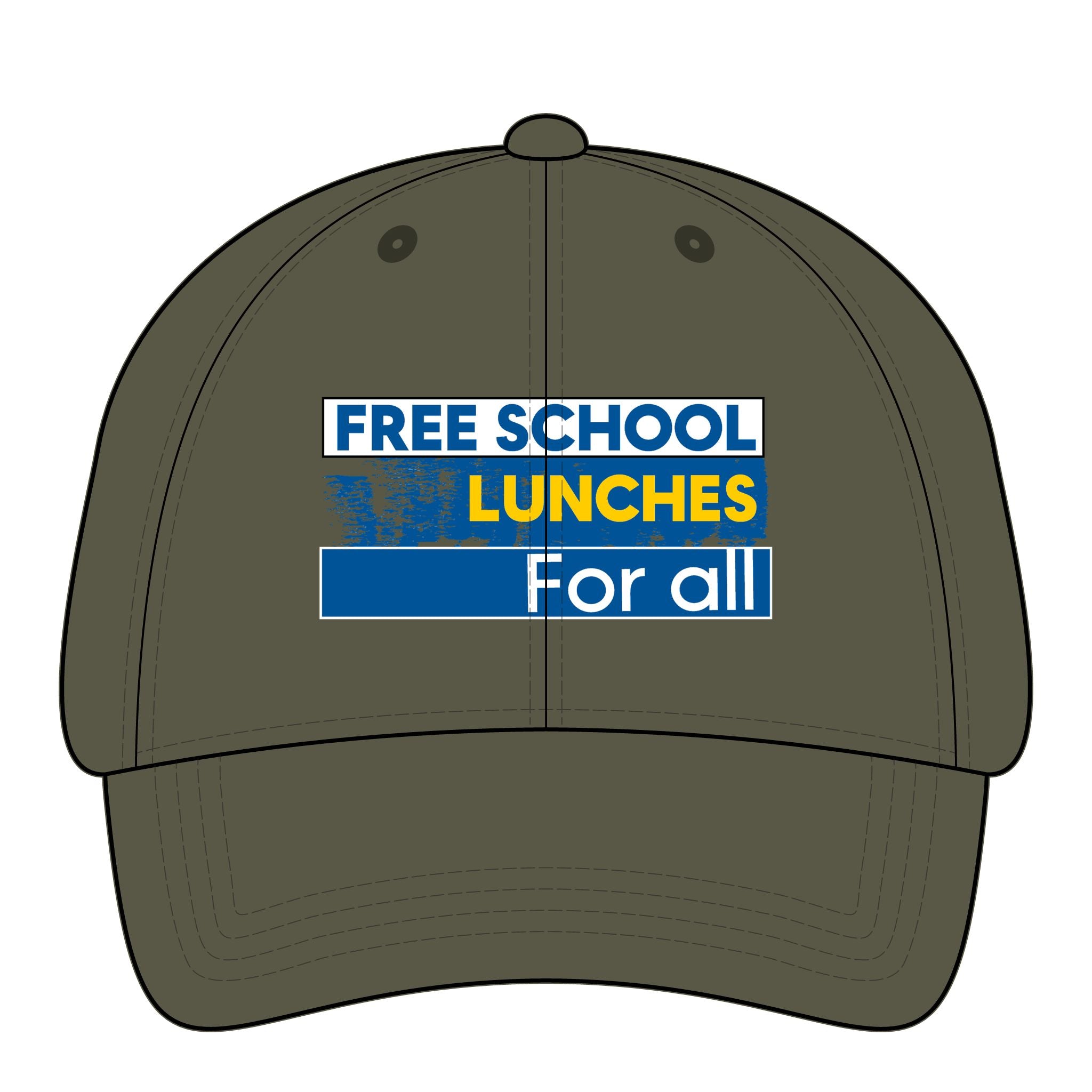 Women's Pigment-Dyed Cap - Free School Lunches For All (front) - 100% cotton pigment-washed twill - NAH-DC-CASSIE