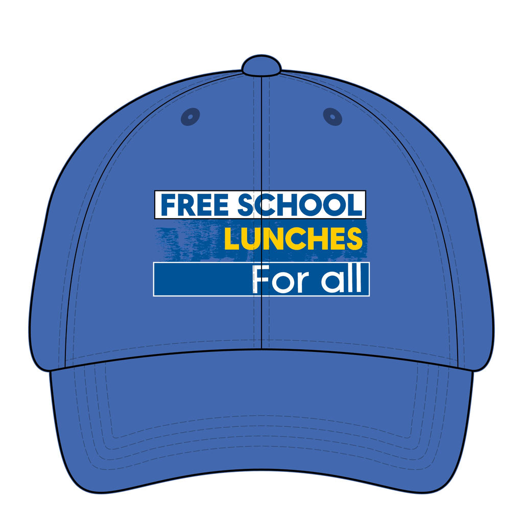 Women's Pigment-Dyed Cap - Free School Lunches For All (front) - 100% cotton pigment-washed twill - NAH-DC-CASSIE