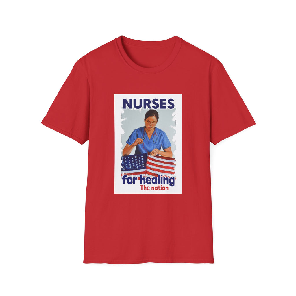 Unisex Lightweight fabric T-Shirt - Nurses For Healing The Nation (front) - Nurses Standing Up For Humanity (back) - 100% ring-spun cotton - NFH-T-G64000