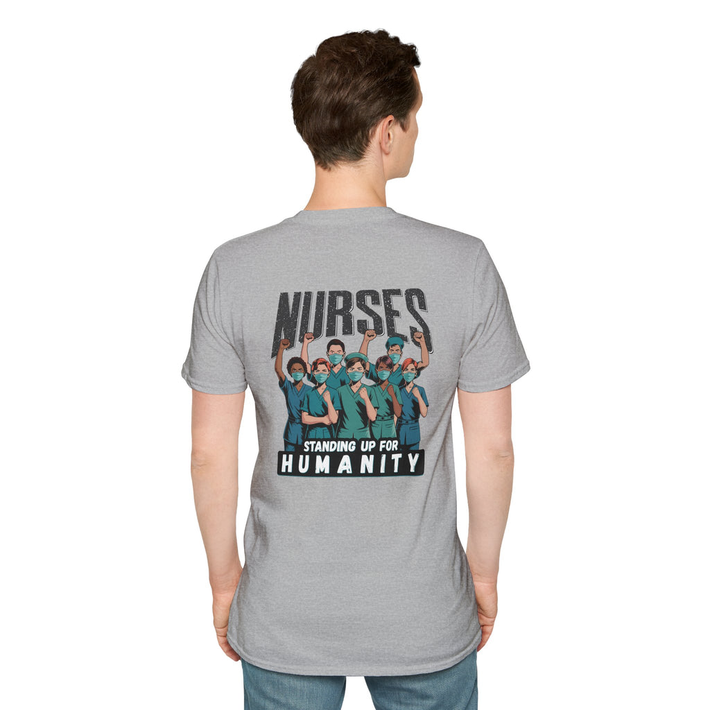 Unisex Lightweight fabric T-Shirt - Nurses For Healing The Nation (front) - Nurses Standing Up For Humanity (back) - 100% ring-spun cotton - NFH-T-G64000