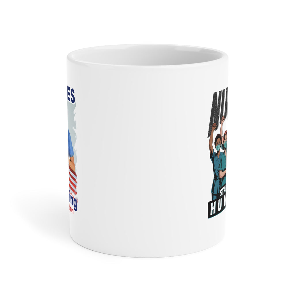 Unisex Ceramic Mug - Nurses For Healing The Nation (right) - Nurses Standing Up For Humanity (left) - Durable white Ceramic - NFH-CM-ORCA