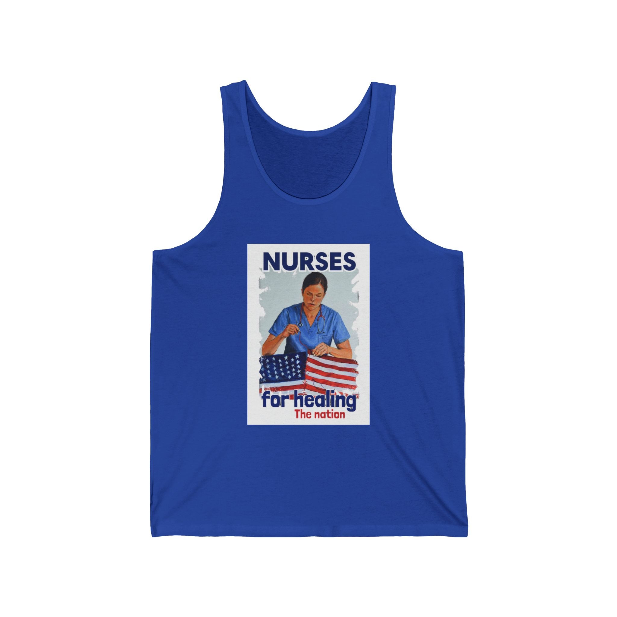Unisex Light fabric Jersey Tank - Nurses For Healing The Nation (front) - Nurses Standing Up For Humanity (back) - 100% Airlume combed and ring-spun cotton - NFH-K-BC3480
