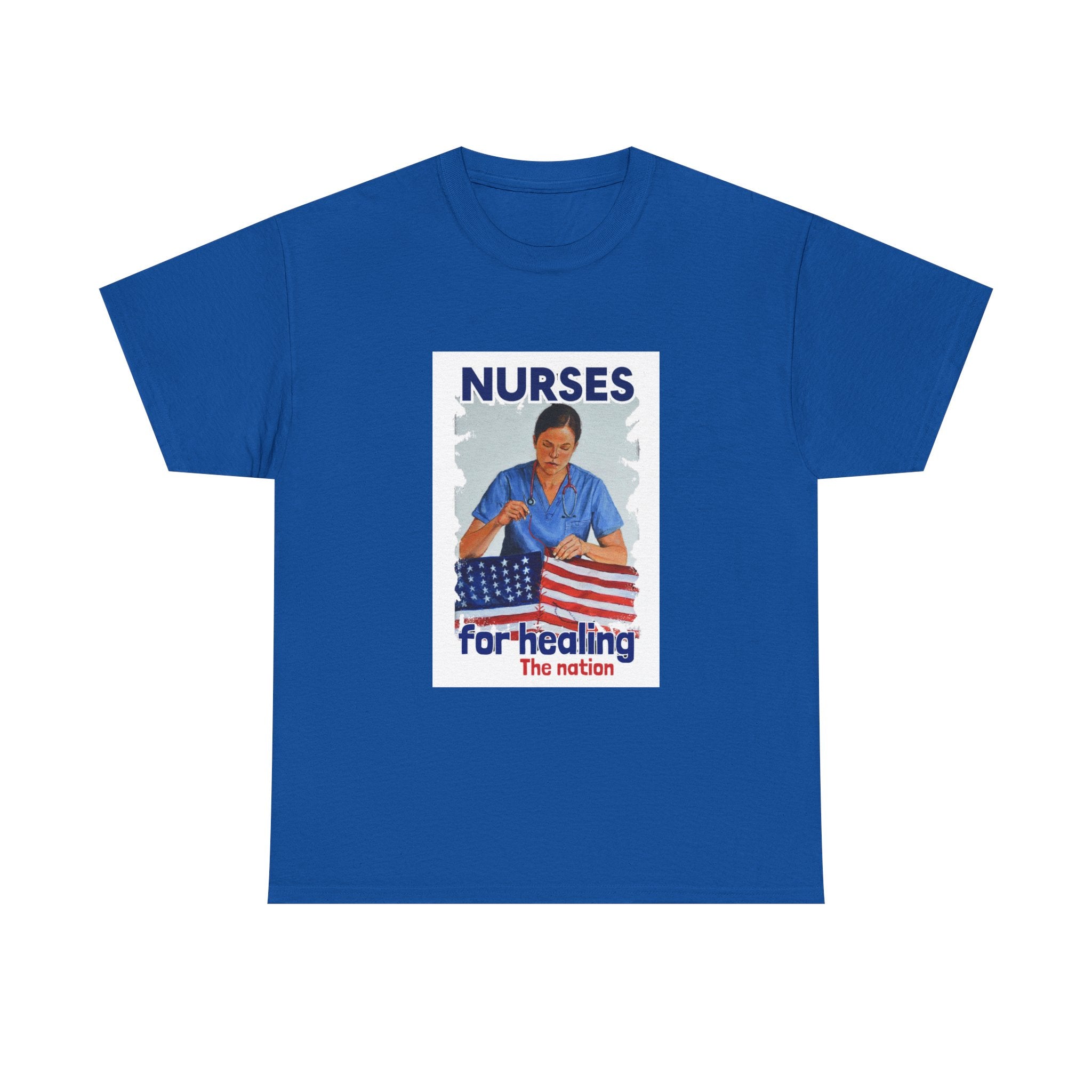 Unisex Medium fabric Cotton Tee - Nurses For Healing The Nation (front) - Nurses Standing Up For Humanity (back) - 100% cotton - NFH-T-G5000