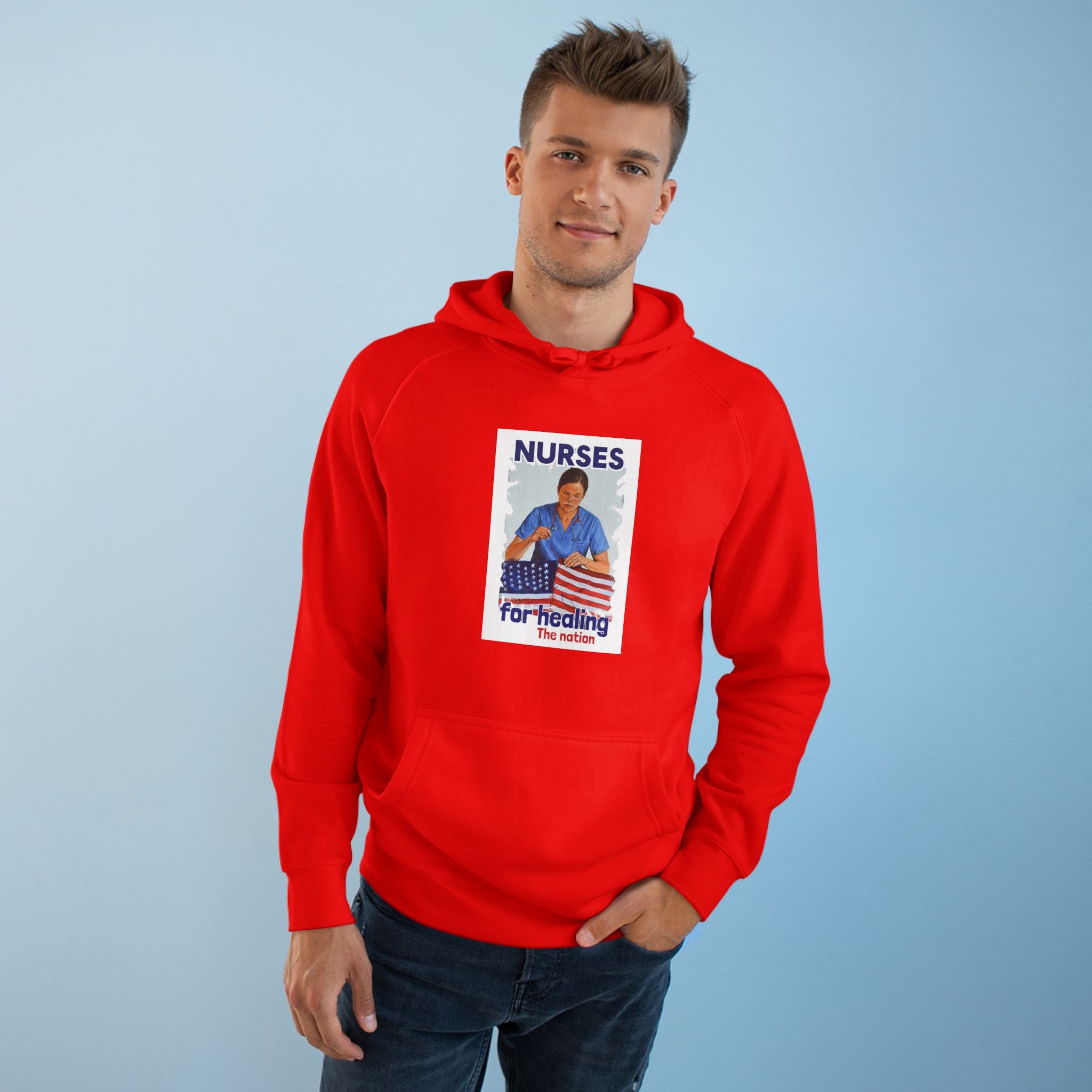 Unisex Mid-weight Hoodie - Nurses For Healing The Nation (front) - Nurses Standing Up For Humanity (back) - 80% cotton, 20% Polyester - NFH-H-AC5101