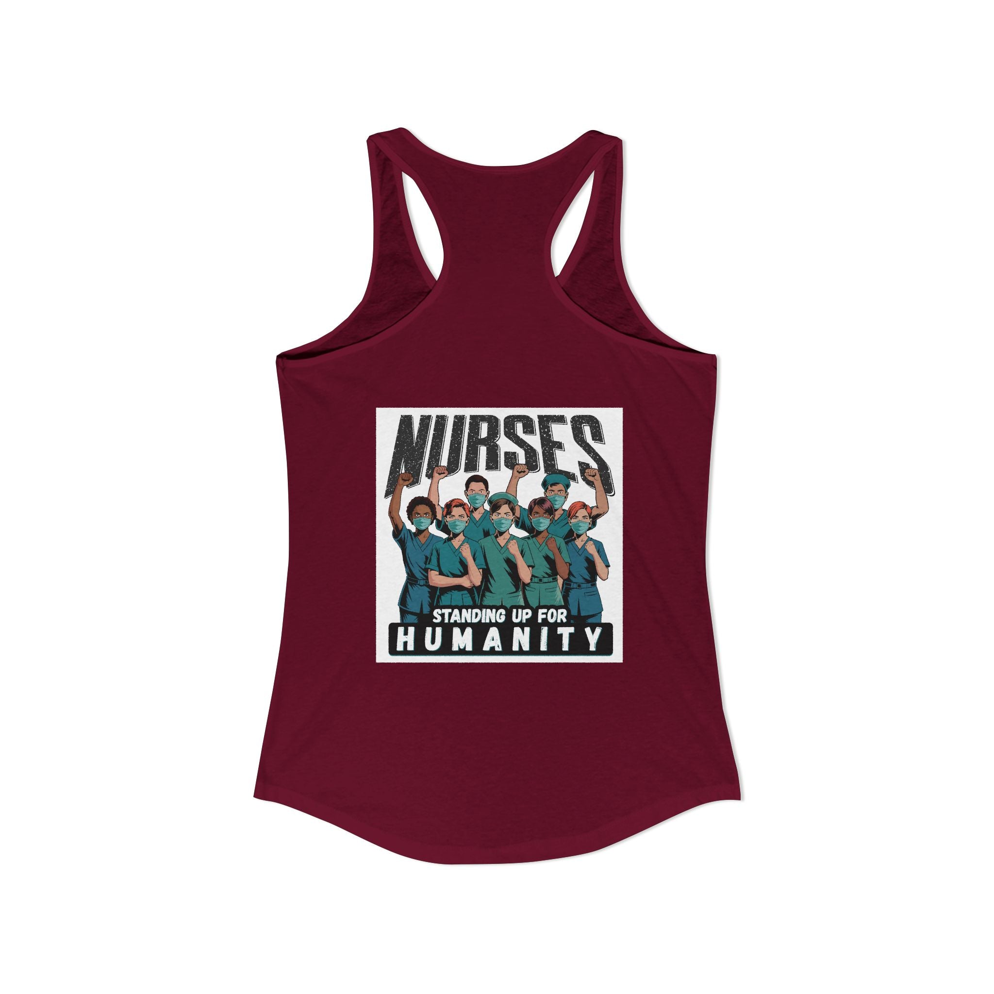 Women's Extra Light fabric Ideal Racerback Tank - Nurses For Healing The Nation (front) - Nurses Standing Up For Humanity (back) - 60% combed, ring-spun cotton and 40% polyester - NFH-R-NL1533