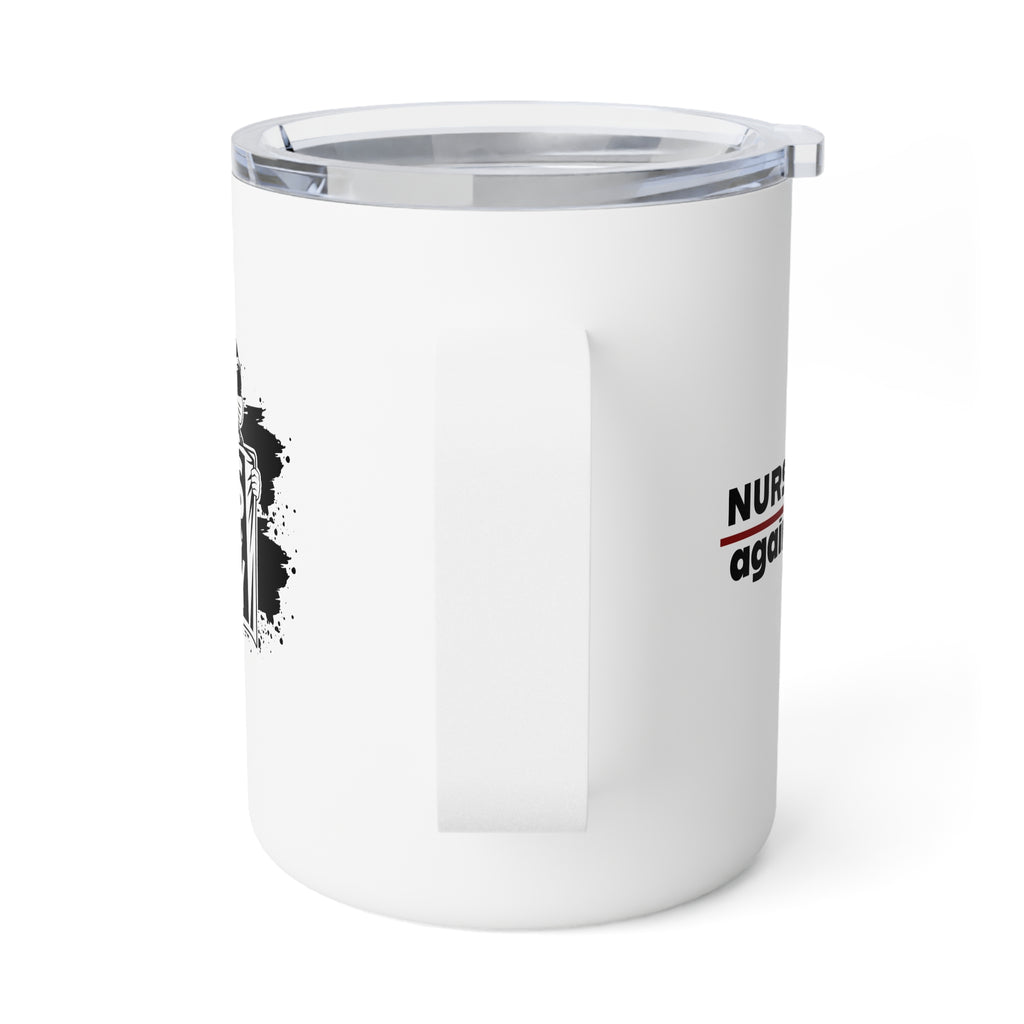 Unisex Insulated Coffee Mug - Nurses Against Fascism (right) - Nurses Against Cruelty (left) - 10oz (0.3l) - NAF-CM-INSULATED