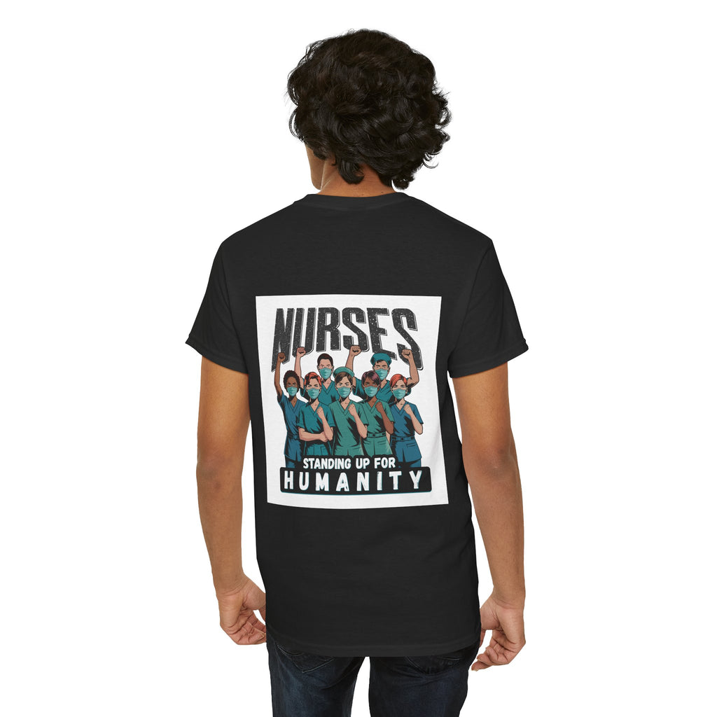 Unisex Medium fabric Cotton Tee - Nurses For Healing The Nation (front) - Nurses Standing Up For Humanity (back) - 100% cotton - NFH-T-G5000