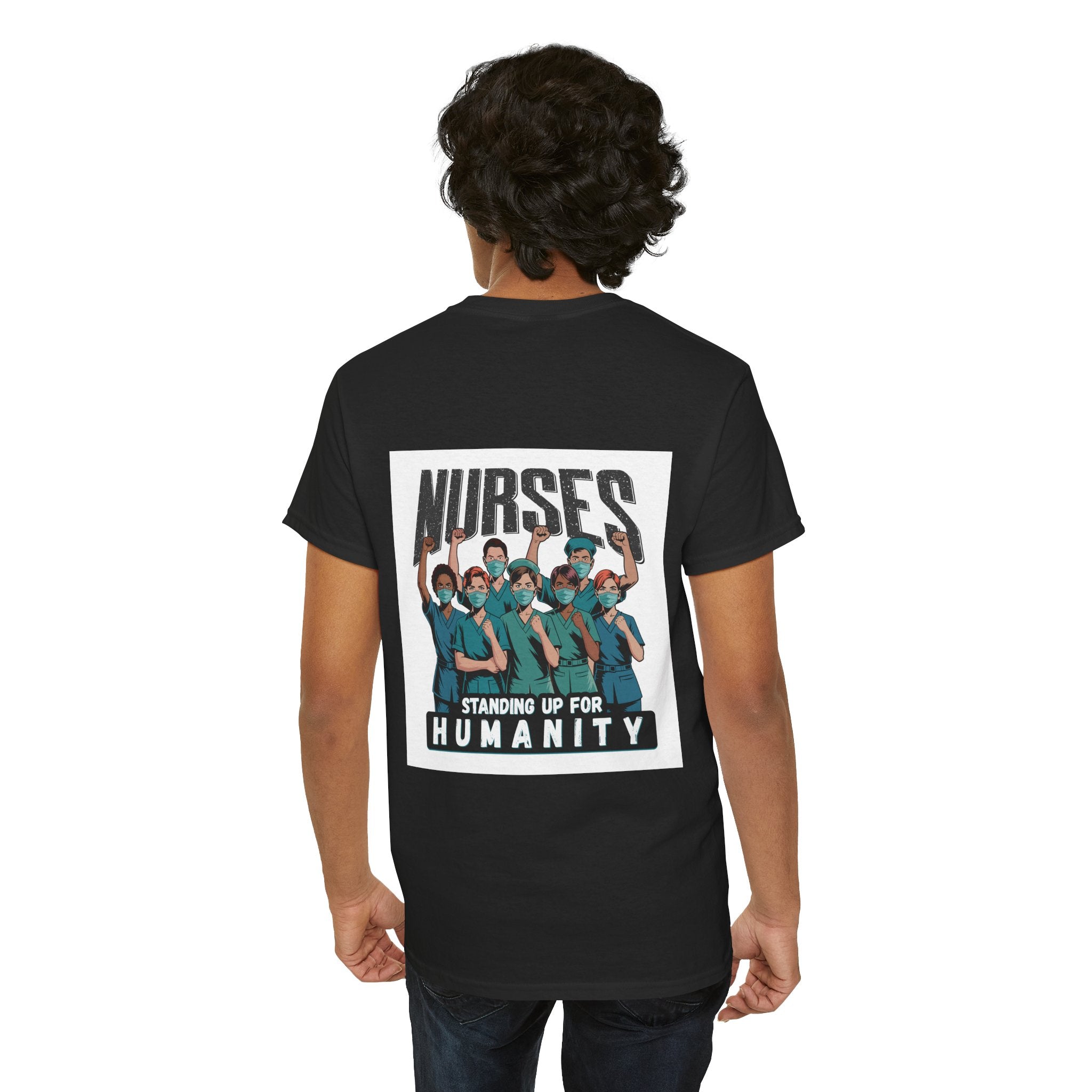 Unisex Medium fabric Cotton Tee - Nurses For Healing The Nation (front) - Nurses Standing Up For Humanity (back) - 100% cotton - NFH-T-G5000
