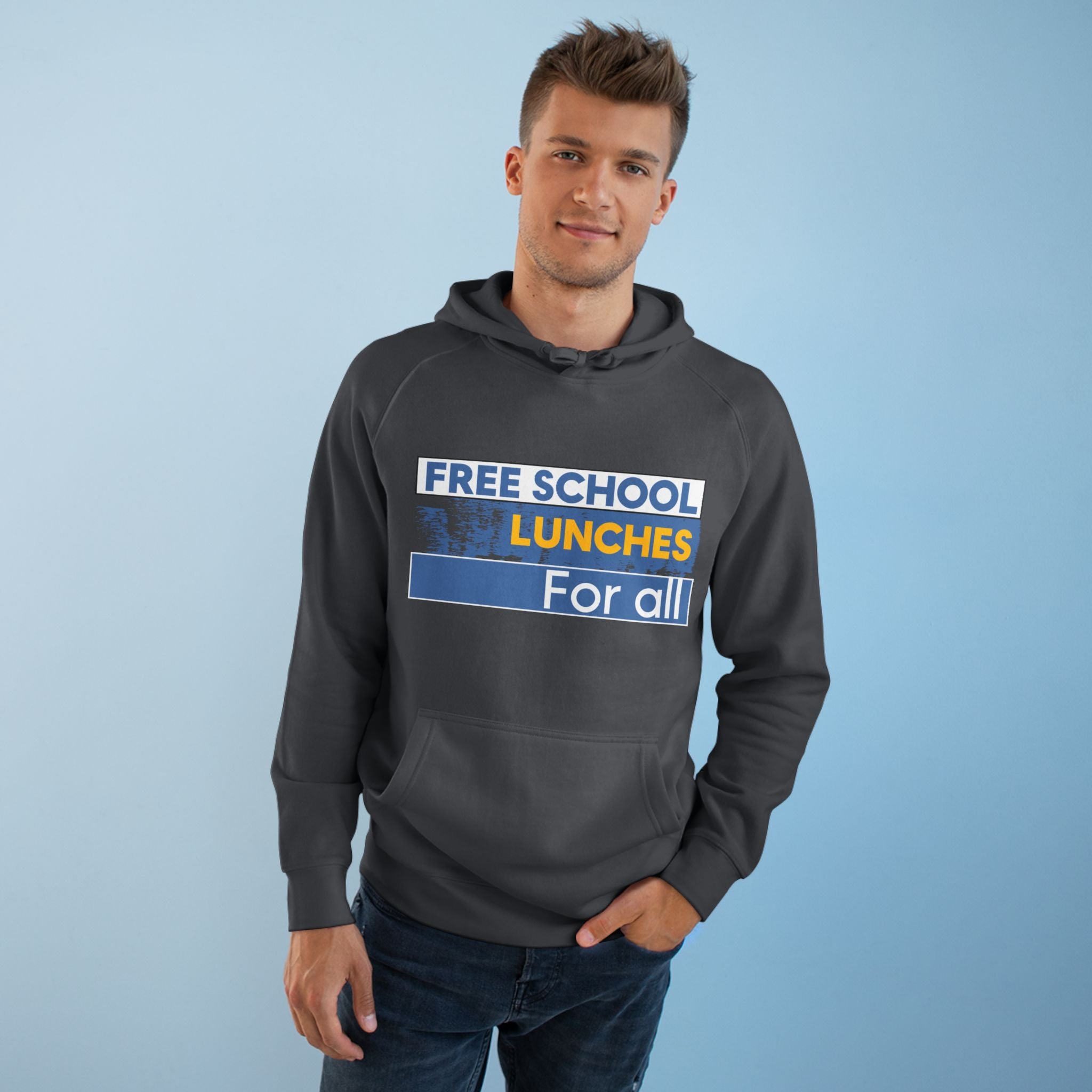 Unisex Mid-weight Hoodie - Free School Lunches For All (front) - Nurses Against The Rich Starving The Poor (back) - 80% cotton, 20% Polyester - NAH-H-AC5101