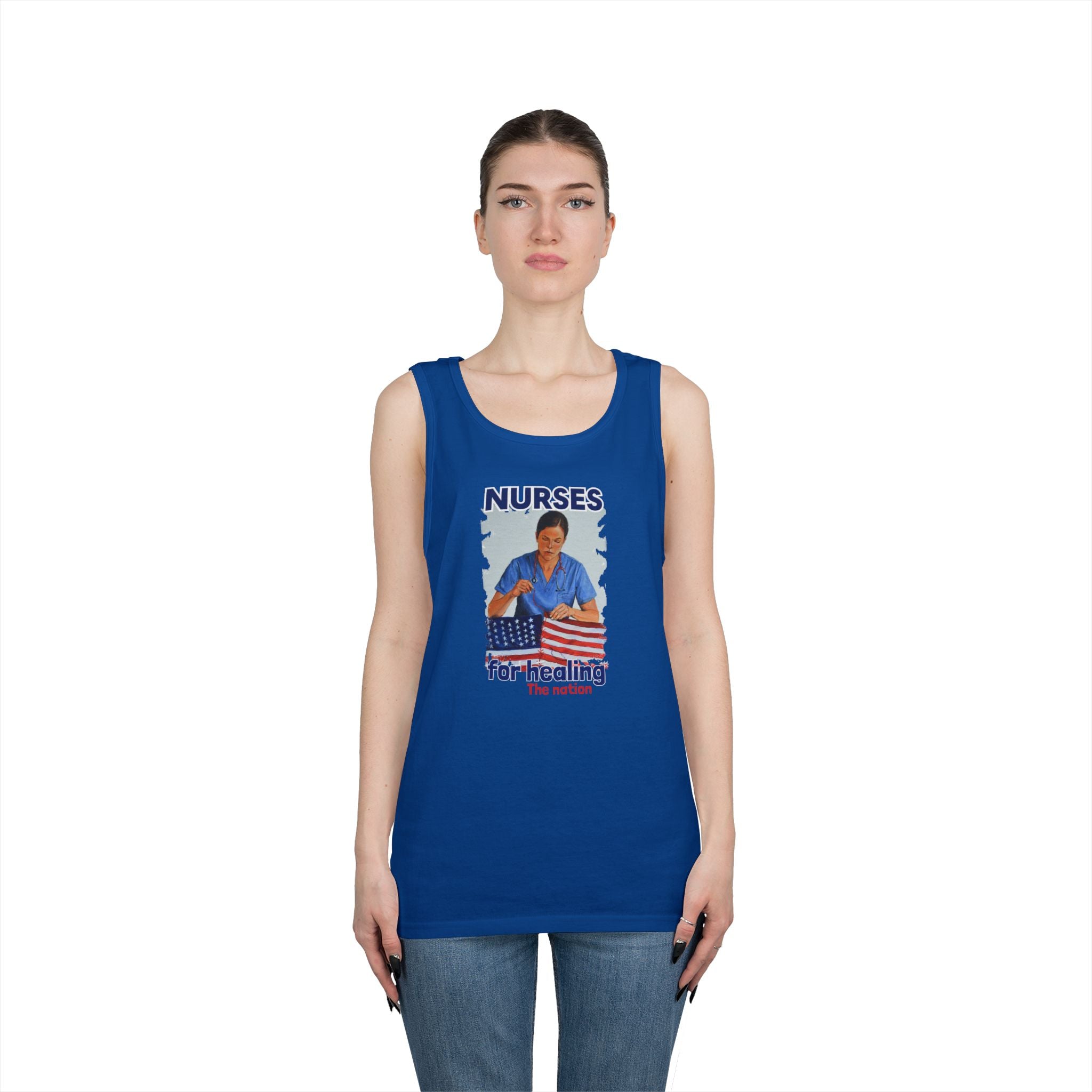 Unisex Medium fabric Cotton Tank Top - Nurses For Healing The Nation (front) - Nurses Standing Up For Humanity (back) - 100% cotton - NFH-K-G5200