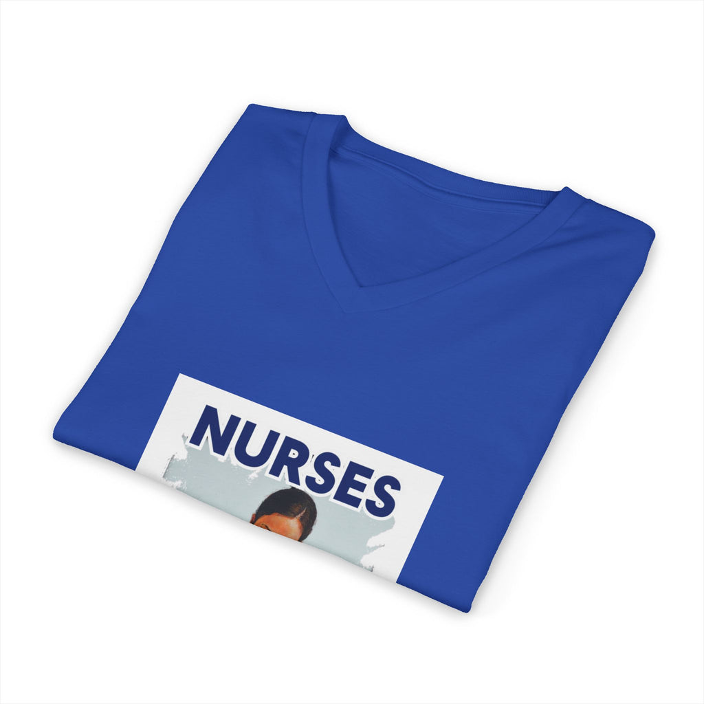 Unisex Lightweight fabric Jersey Short Sleeve V-Neck Tee - Nurses For Healing The Nation (front) - Nurses Standing Up For Humanity (back) - 100% cotton fabric - NFH-V-BC3005