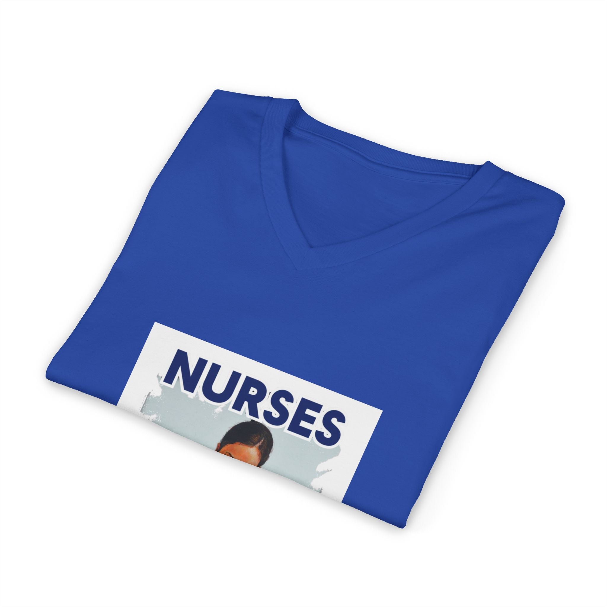 Unisex Lightweight fabric Jersey Short Sleeve V-Neck Tee - Nurses For Healing The Nation (front) - Nurses Standing Up For Humanity (back) - 100% cotton fabric - NFH-V-BC3005