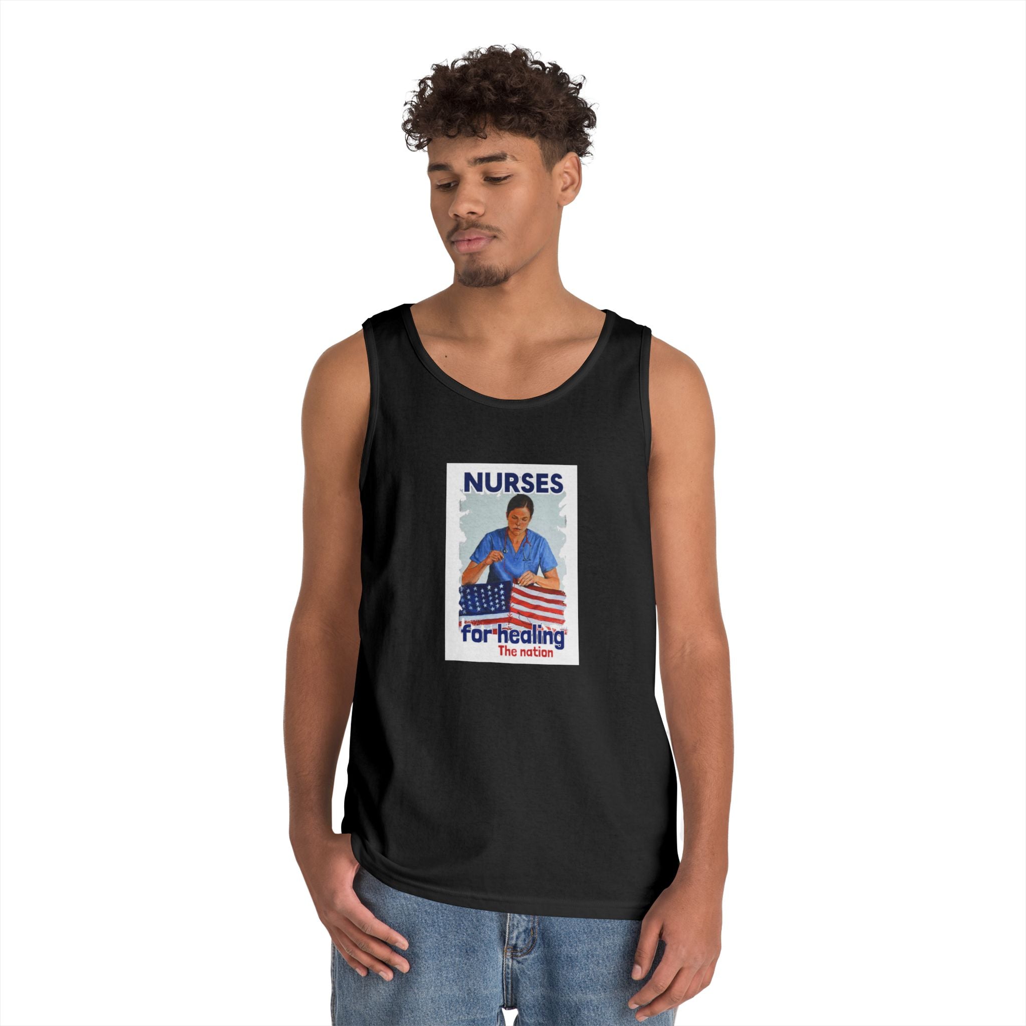 Unisex Medium fabric Cotton Tank Top - Nurses For Healing The Nation (front) - Nurses Standing Up For Humanity (back) - 100% cotton - NFH-K-G5200