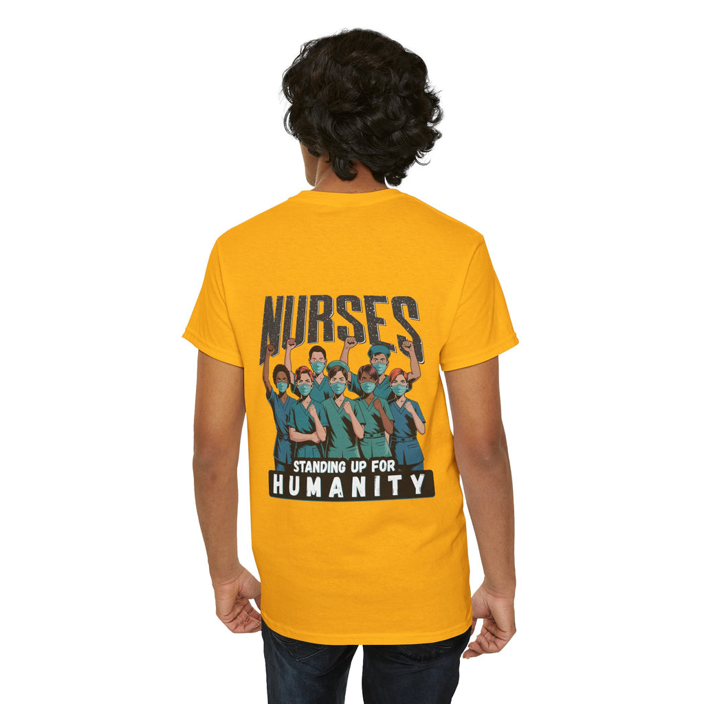 Unisex Medium fabric Cotton Tee - Nurses For Healing The Nation (front) - Nurses Standing Up For Humanity (back) - 100% cotton - NFH-T-G5000
