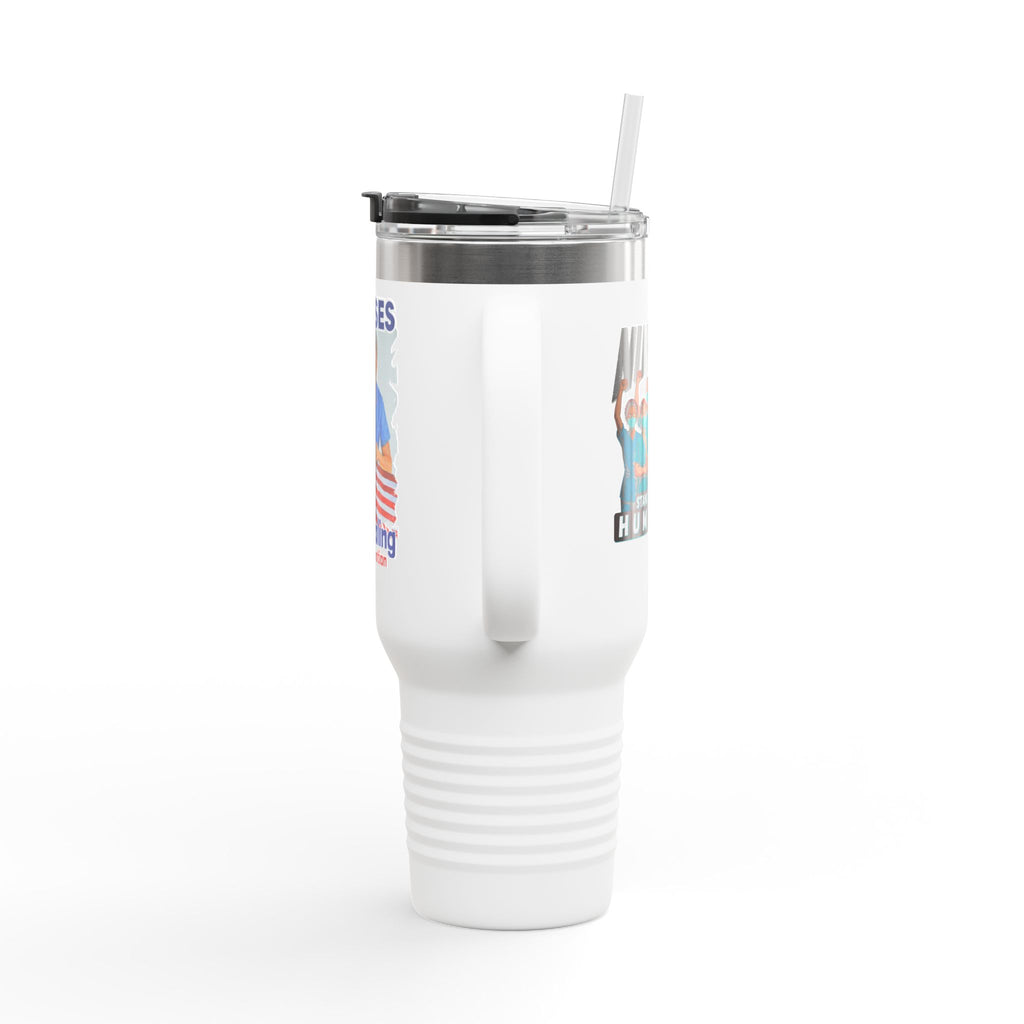 Travel Mug - Nurses For Healing The Nation (front) - Nurses Standing Up For Humanity (back) - 100% stainless steel (body) - NFH-TM-40oz