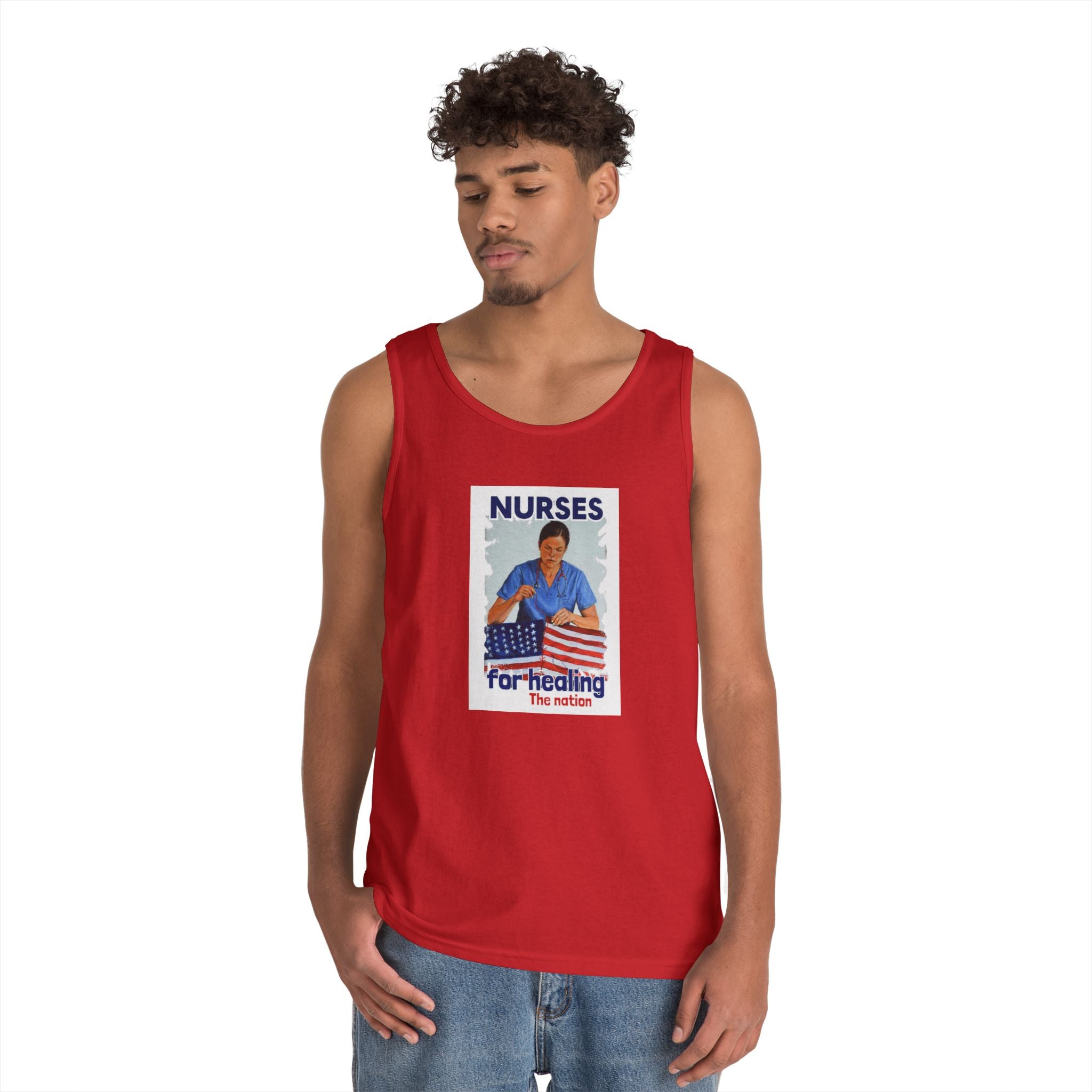 Unisex Medium fabric Cotton Tank Top - Nurses For Healing The Nation (front) - Nurses Standing Up For Humanity (back) - 100% cotton - NFH-K-G5200