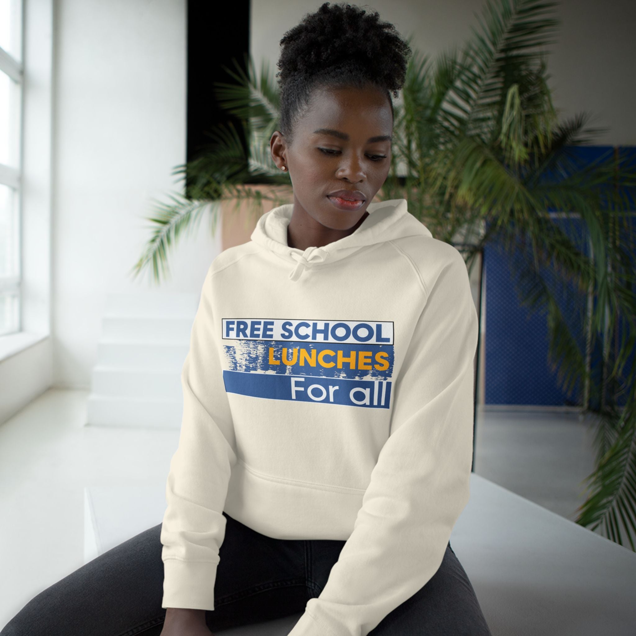 Unisex Mid-weight Hoodie - Free School Lunches For All (front) - Nurses Against The Rich Starving The Poor (back) - 80% cotton, 20% Polyester - NAH-H-AC5101