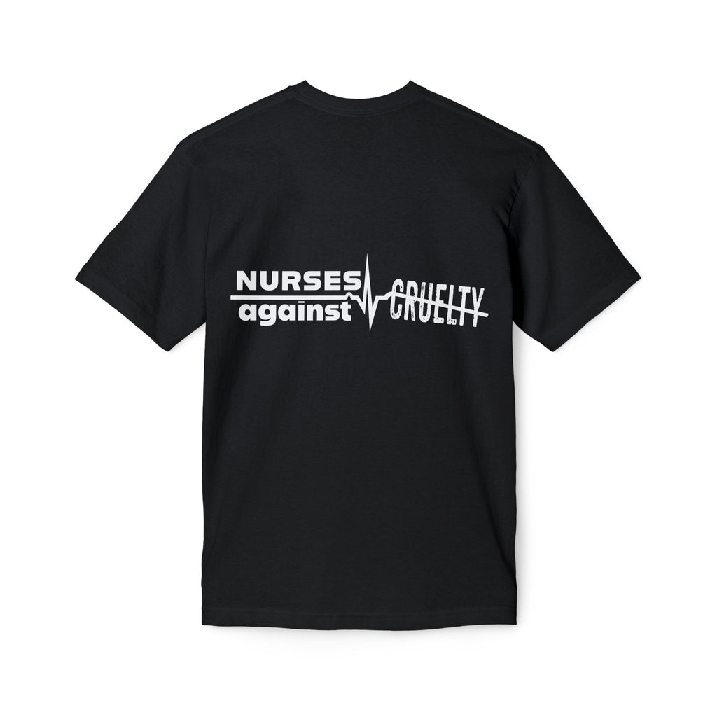 Unisex Midweight T-shirt, Nurses Against Fascism (front) - Nurses Against Cruelty (back) - 100% Polyster - NAF-T-BS5040