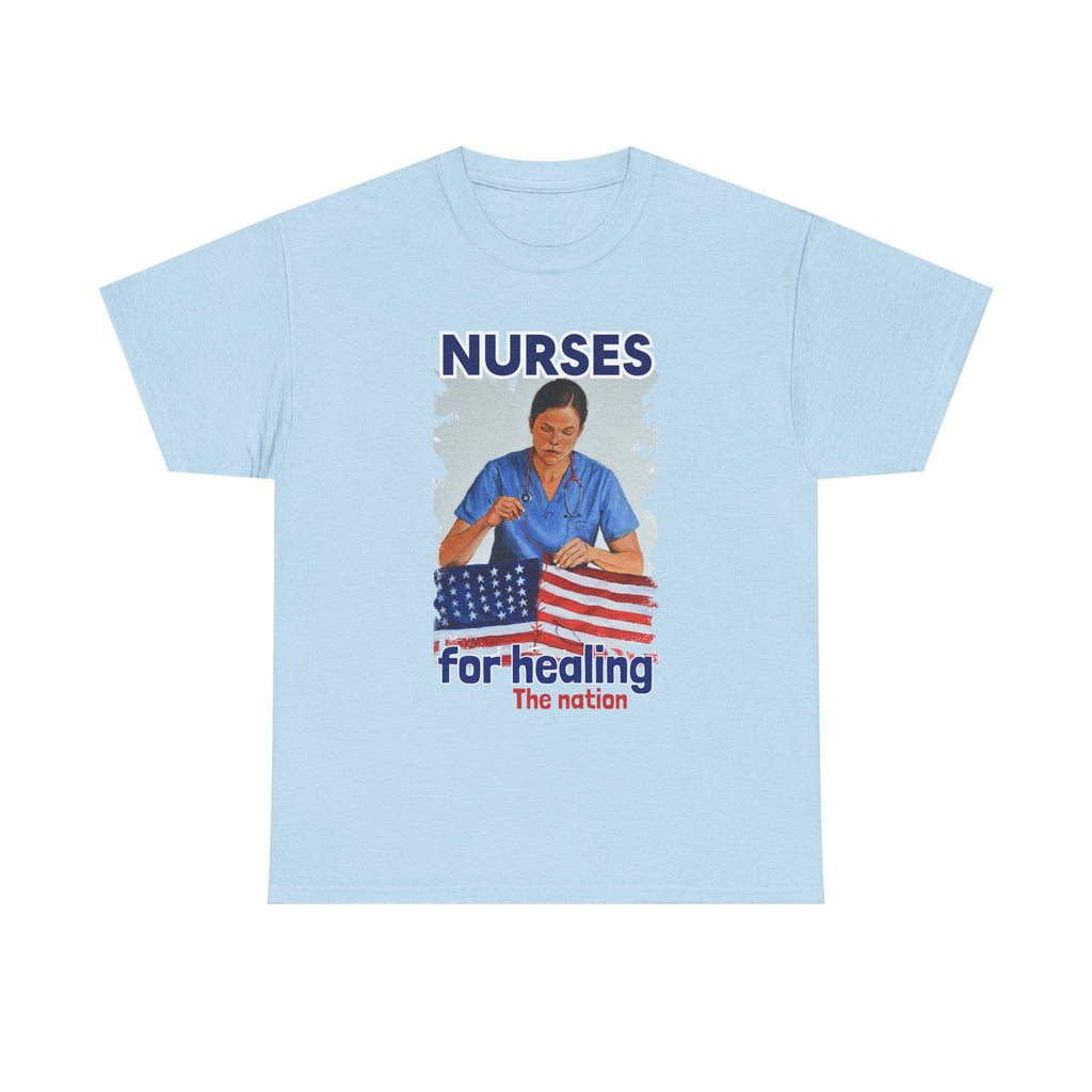 Unisex Medium fabric Cotton Tee - Nurses For Healing The Nation (front) - Nurses Standing Up For Humanity (back) - 100% cotton - NFH-T-G5000