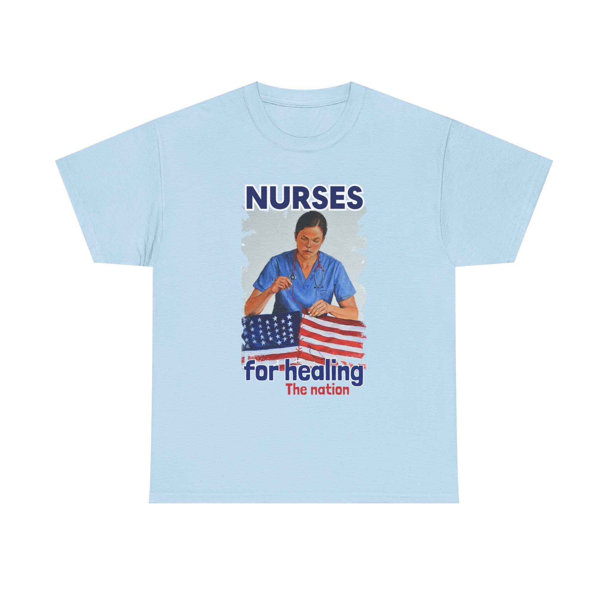 Unisex Medium fabric Cotton Tee - Nurses For Healing The Nation (front) - Nurses Standing Up For Humanity (back) - 100% cotton - NFH-T-G5000