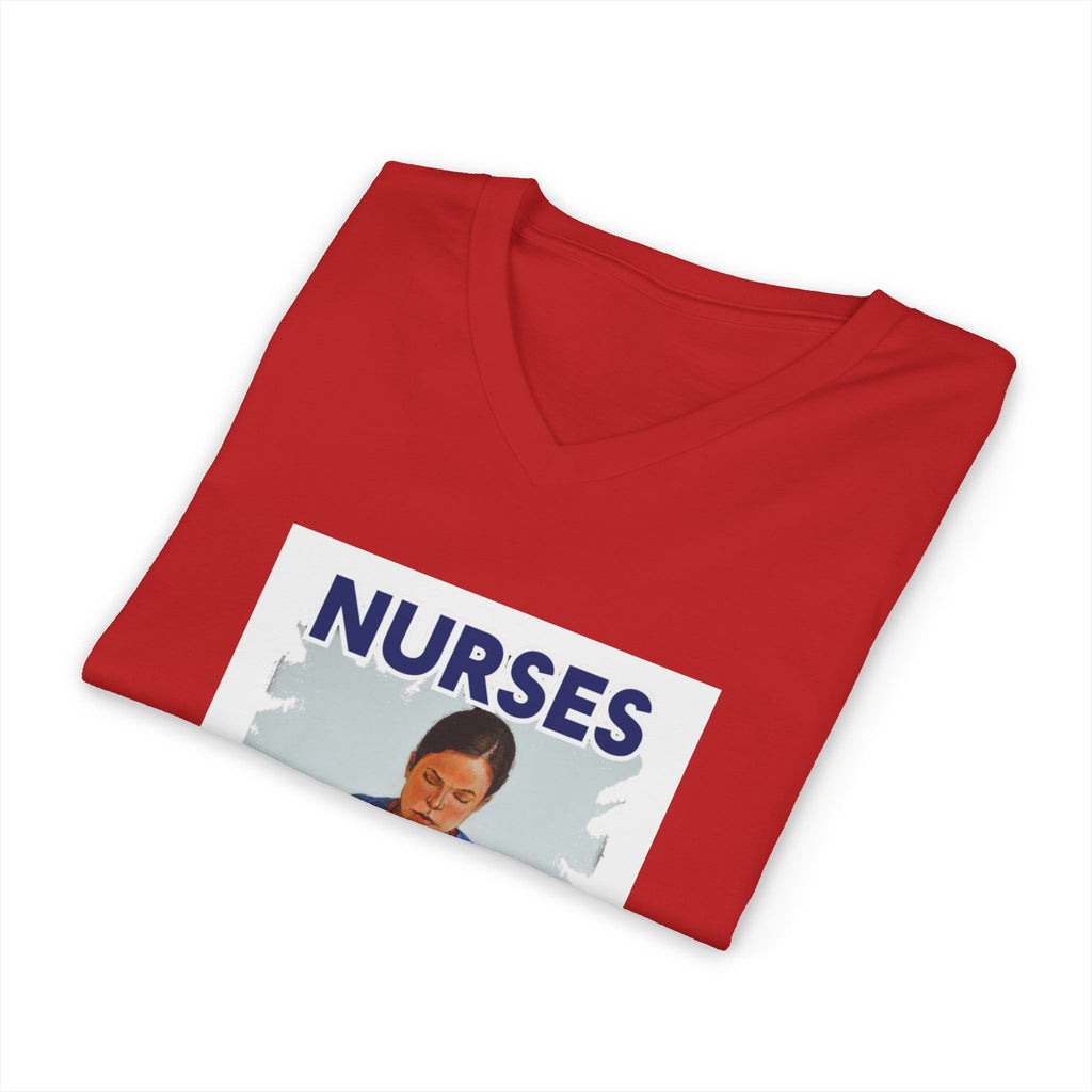 Unisex Lightweight fabric Jersey Short Sleeve V-Neck Tee - Nurses For Healing The Nation (front) - Nurses Standing Up For Humanity (back) - 100% cotton fabric - NFH-V-BC3005