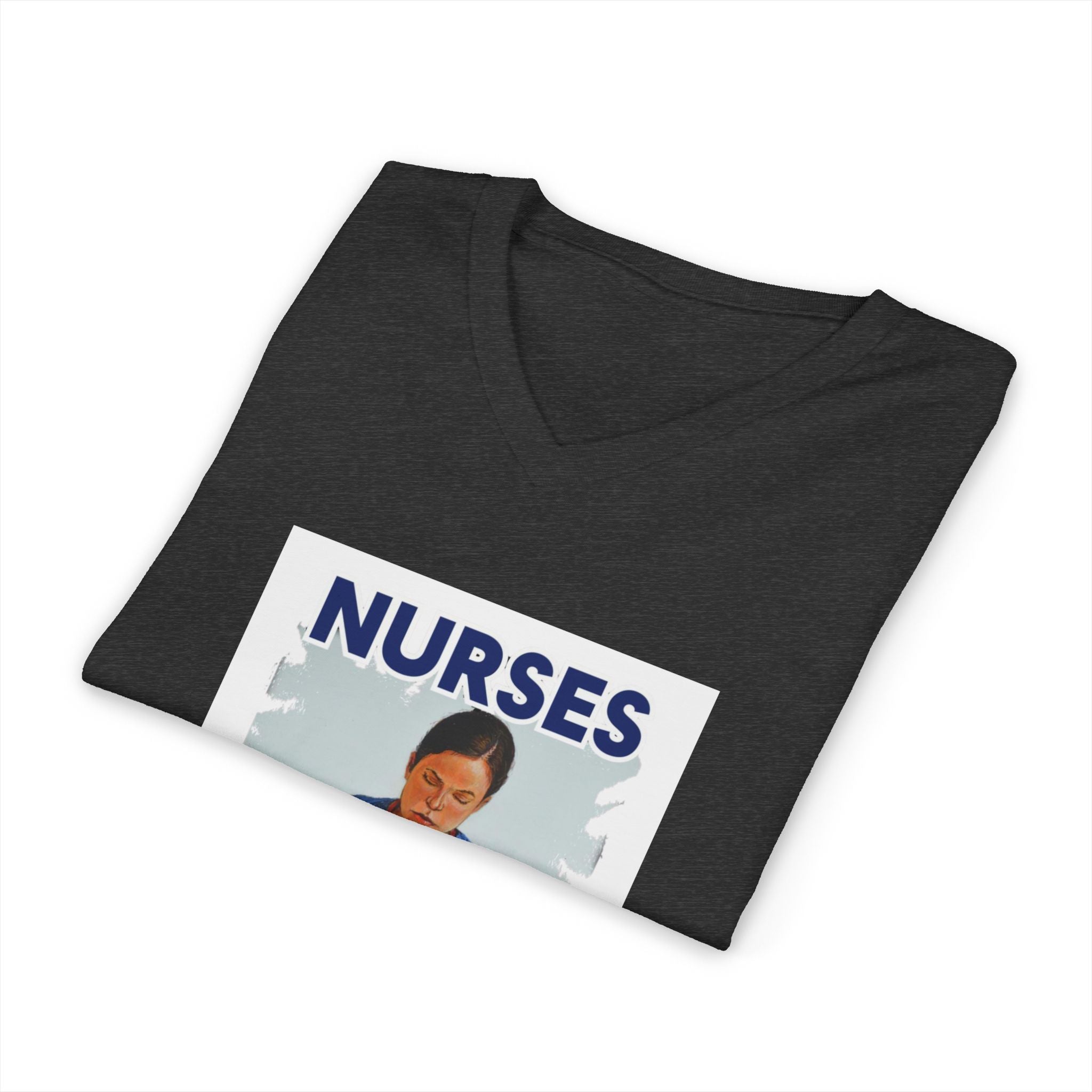 Unisex Lightweight fabric Jersey Short Sleeve V-Neck Tee - Nurses For Healing The Nation (front) - Nurses Standing Up For Humanity (back) - 100% cotton fabric - NFH-V-BC3005